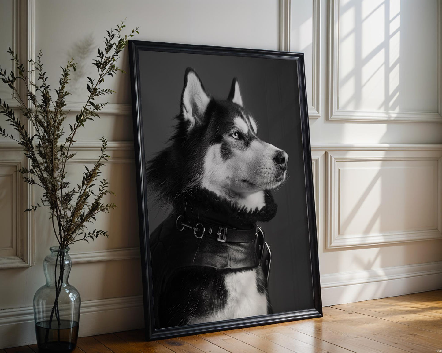 Husky Dog Portrait Print, Black and White Animal Wall Art, Modern Home Decor wall art print, minimalist black and white poster, modern Scandinavian wall decor, Monohaus
