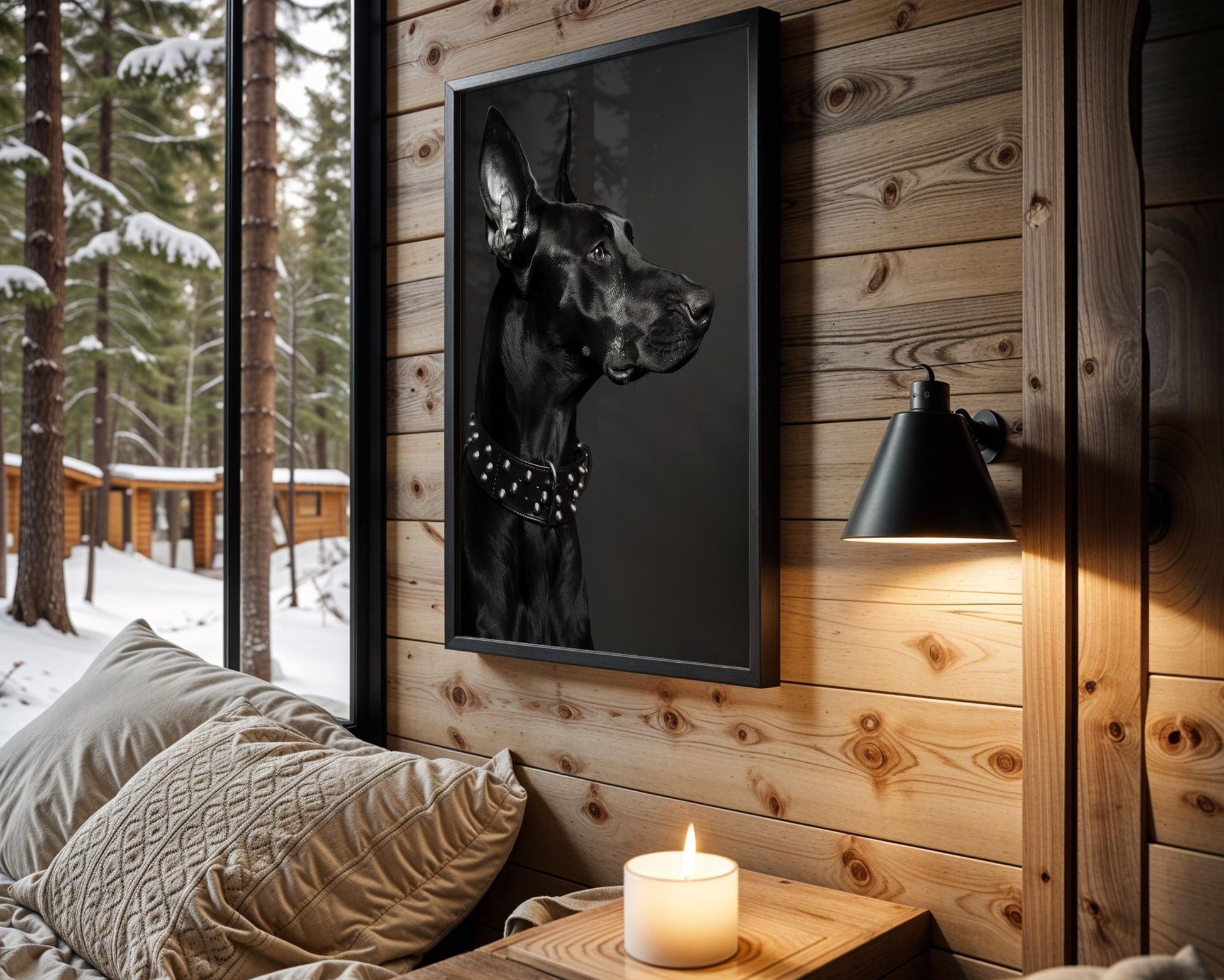 Dog Photography Doberman Art Print | Studded Collar Pet Photo, Modern Home Decor wall art print, minimalist black and white poster, modern Scandinavian wall decor, Monohaus