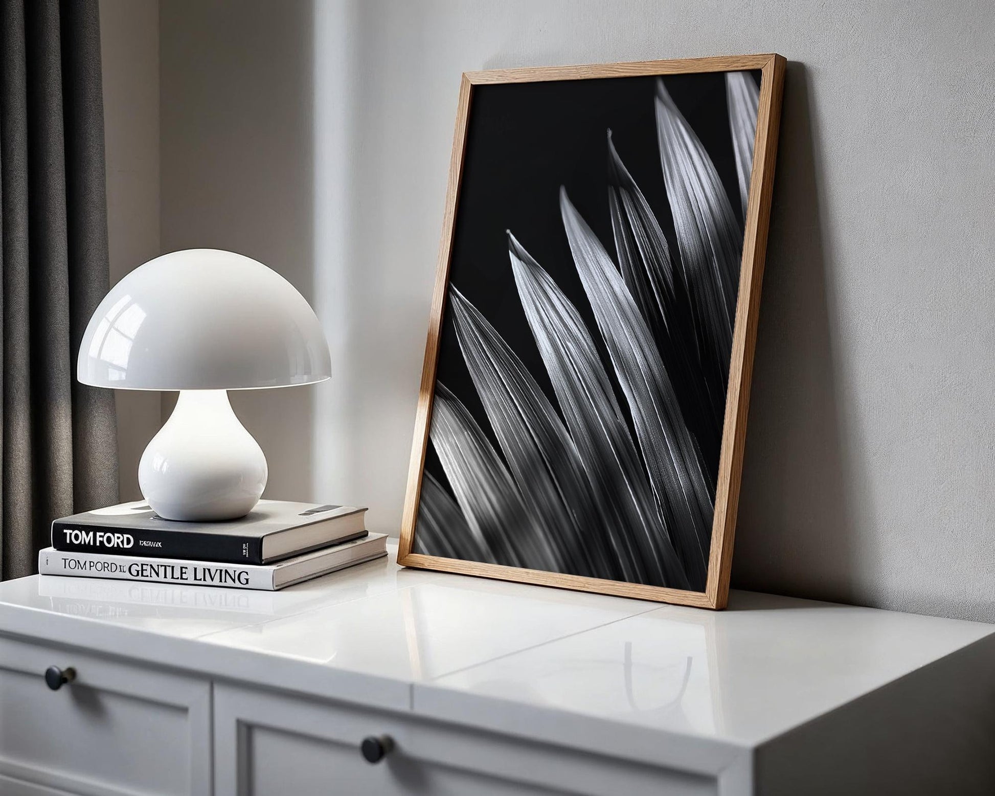 Botanical Photo | Black & White Palm Leaf Macro Print | Tropical  Wall Art | Minimalist Nature Poster| Sleek Decor | Modern and Chic wall art print, minimalist black and white poster, modern Scandinavian wall decor, Monohaus