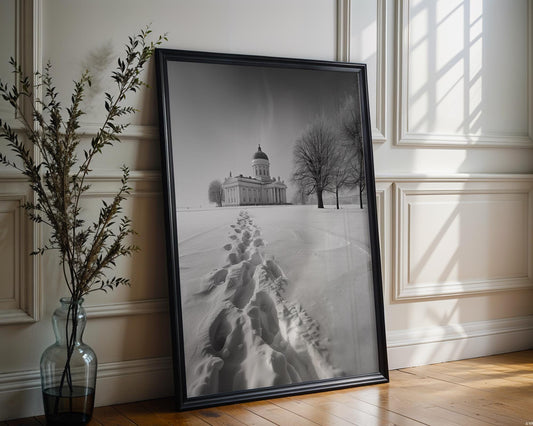 World Landmark | Helsinki Cathedral Black and White Photography Print | Finland Nordic Wall Art wall art print, minimalist black and white poster, modern Scandinavian wall decor, Monohaus
