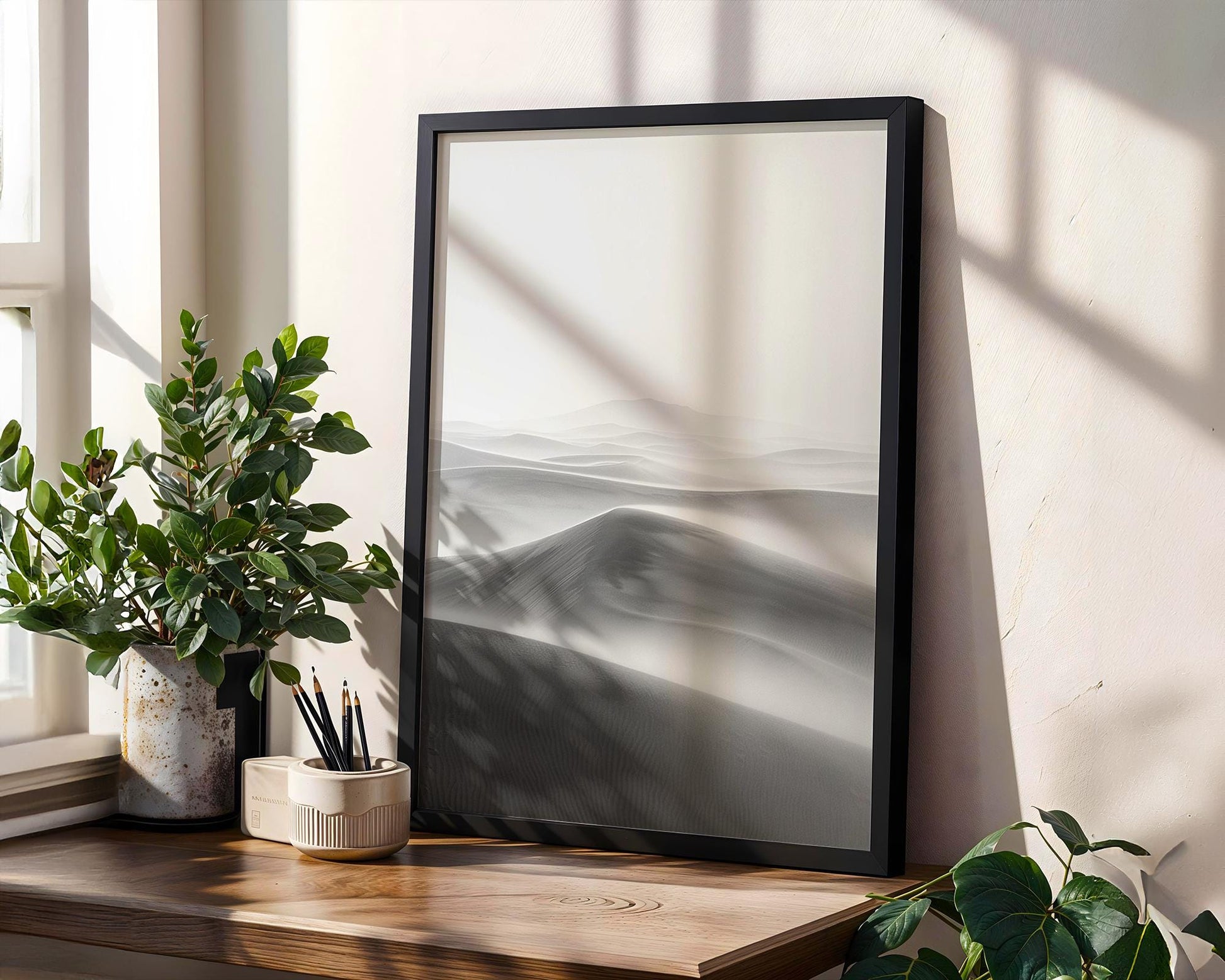Botanical Photo | Minimalist Sand Dune Print | Black and White Desert Photography wall art print, minimalist black and white poster, modern Scandinavian wall decor, Monohaus