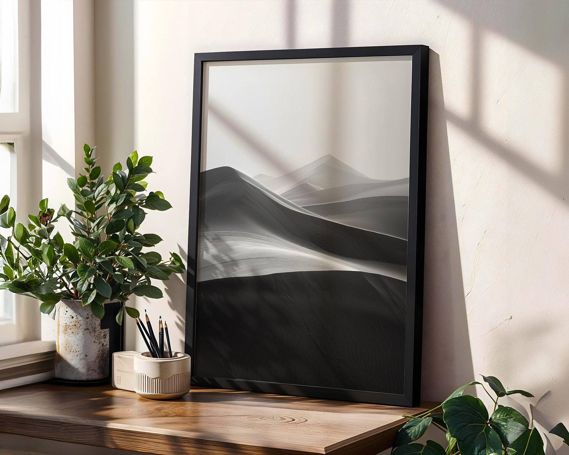 Botanical Photo | Minimalist Desert Sands Art Print | Modern Landscape Photography wall art print, minimalist black and white poster, modern Scandinavian wall decor, Monohaus