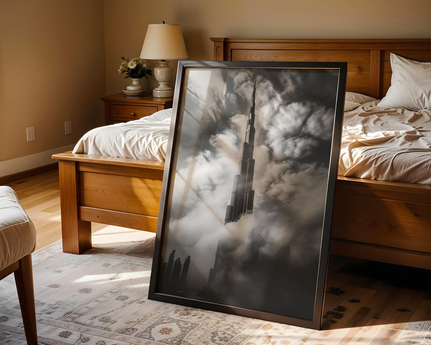 World Landmark | Burj Khalifa Photography Print | Black and White Dubai Cityscape wall art print, black and white architectural poster, minimalist modern Scandinavian wall decor, Monohaus