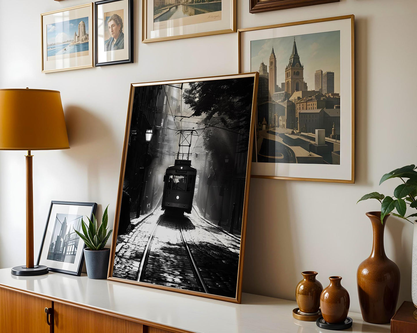 World Landmark | Lisbon Tram Print | Black and White Portugal Street Photography black and white photo print, minimalist monochrome wall art poster for modern interiors, Monohaus