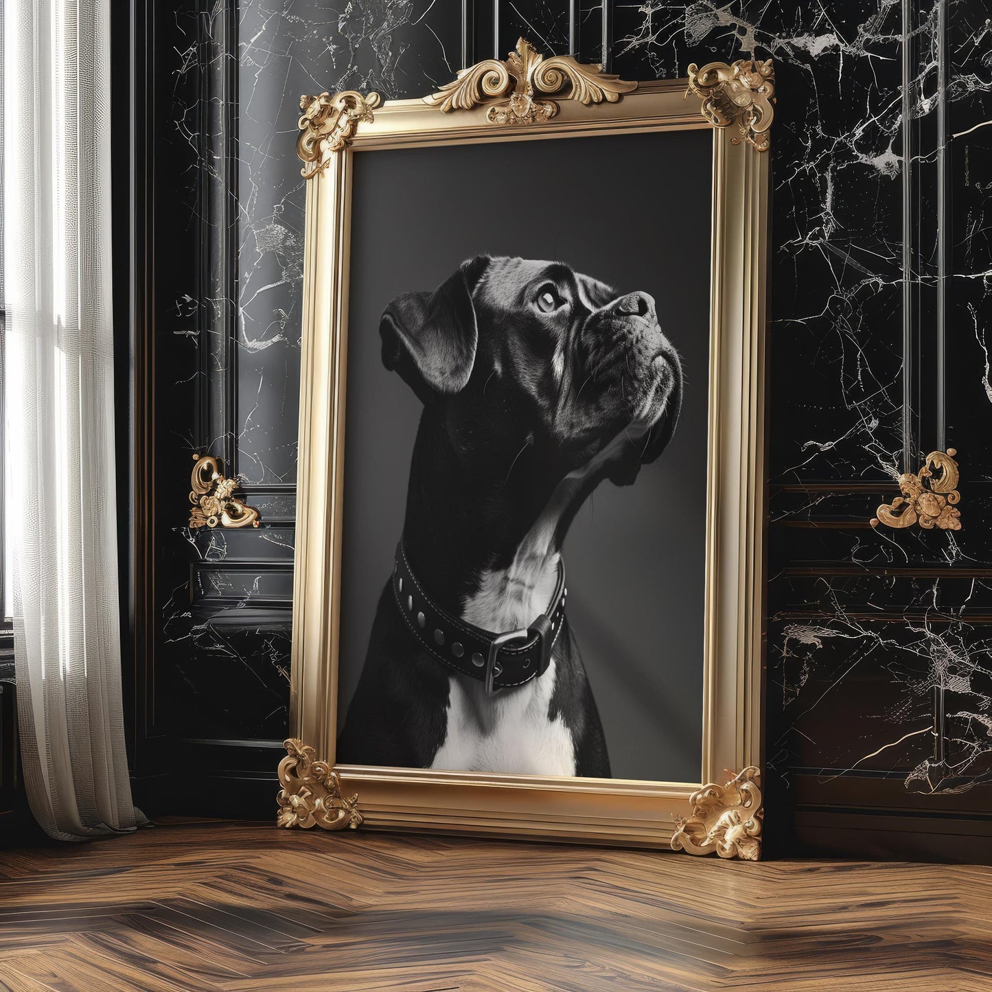 Dog Photography Boxer Pet Portrait Print | Black and White Home Decor, Minimalist Poster wall art print, minimalist black and white poster, modern Scandinavian wall decor, Monohaus