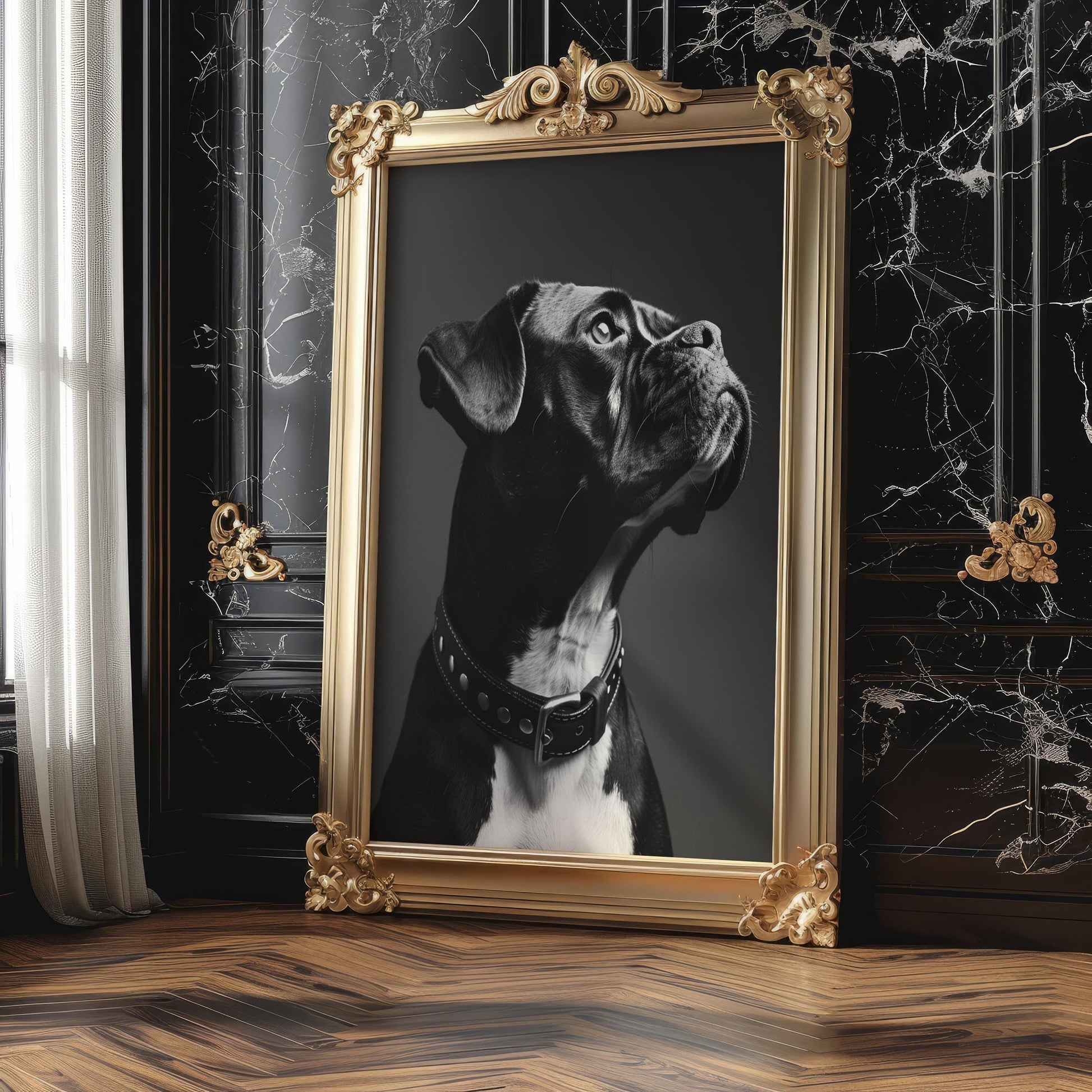 Dog Photography Boxer Pet Portrait Print | Black and White Home Decor, Minimalist Poster wall art print, minimalist black and white poster, modern Scandinavian wall decor, Monohaus