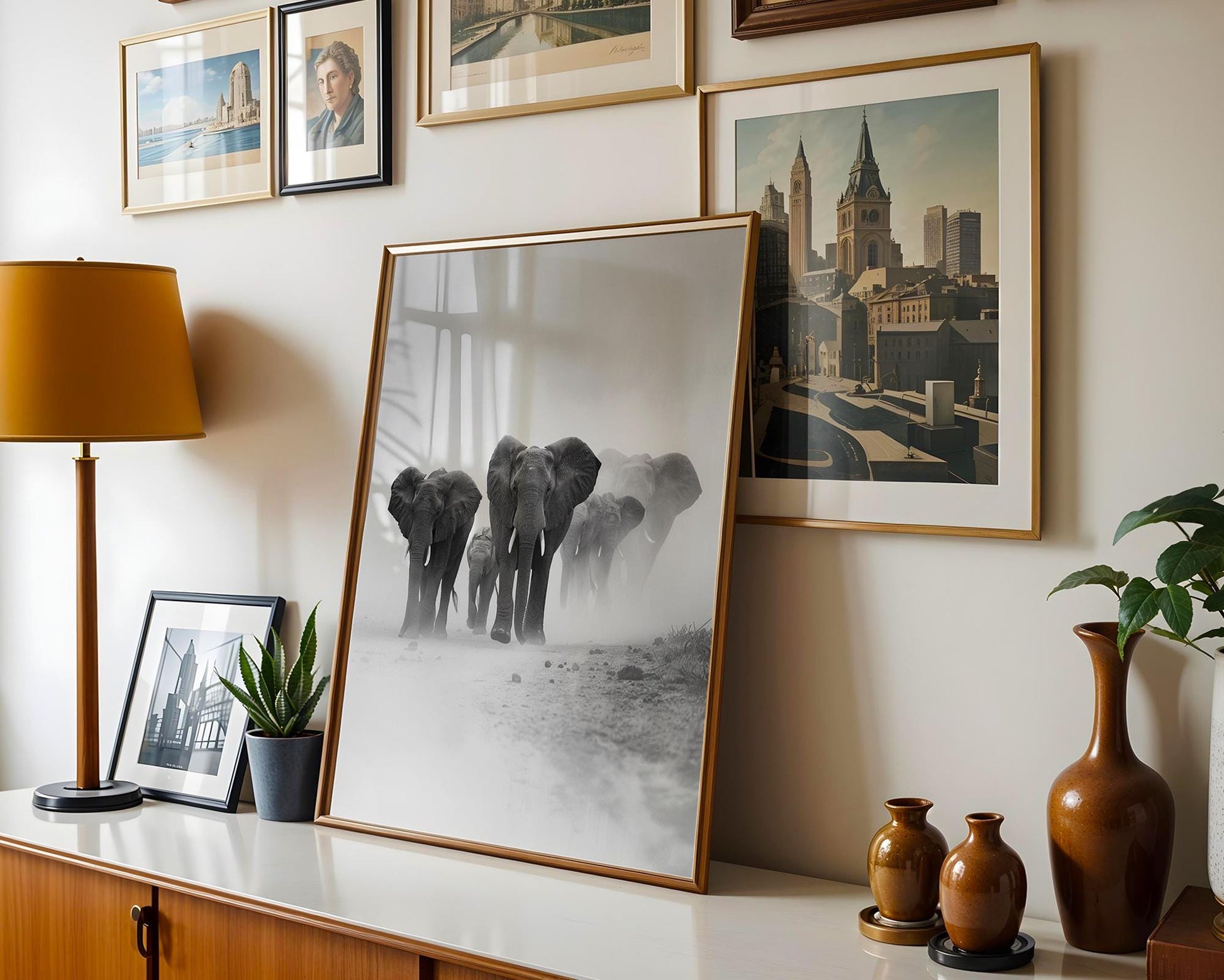 Wildlife Poster | Elephant Herd Print | Black & White Safari Photography, Modern Nature Decor wall art print, minimalist black and white poster, modern Scandinavian wall decor, Monohaus