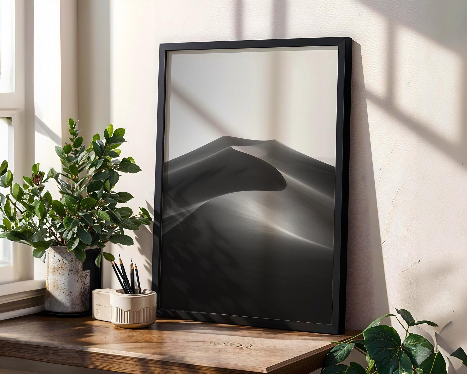 Botanical Photo | Minimalist Sand Dune Print | Black and White Desert Landscape wall art print, minimalist black and white poster, modern Scandinavian wall decor, Monohaus