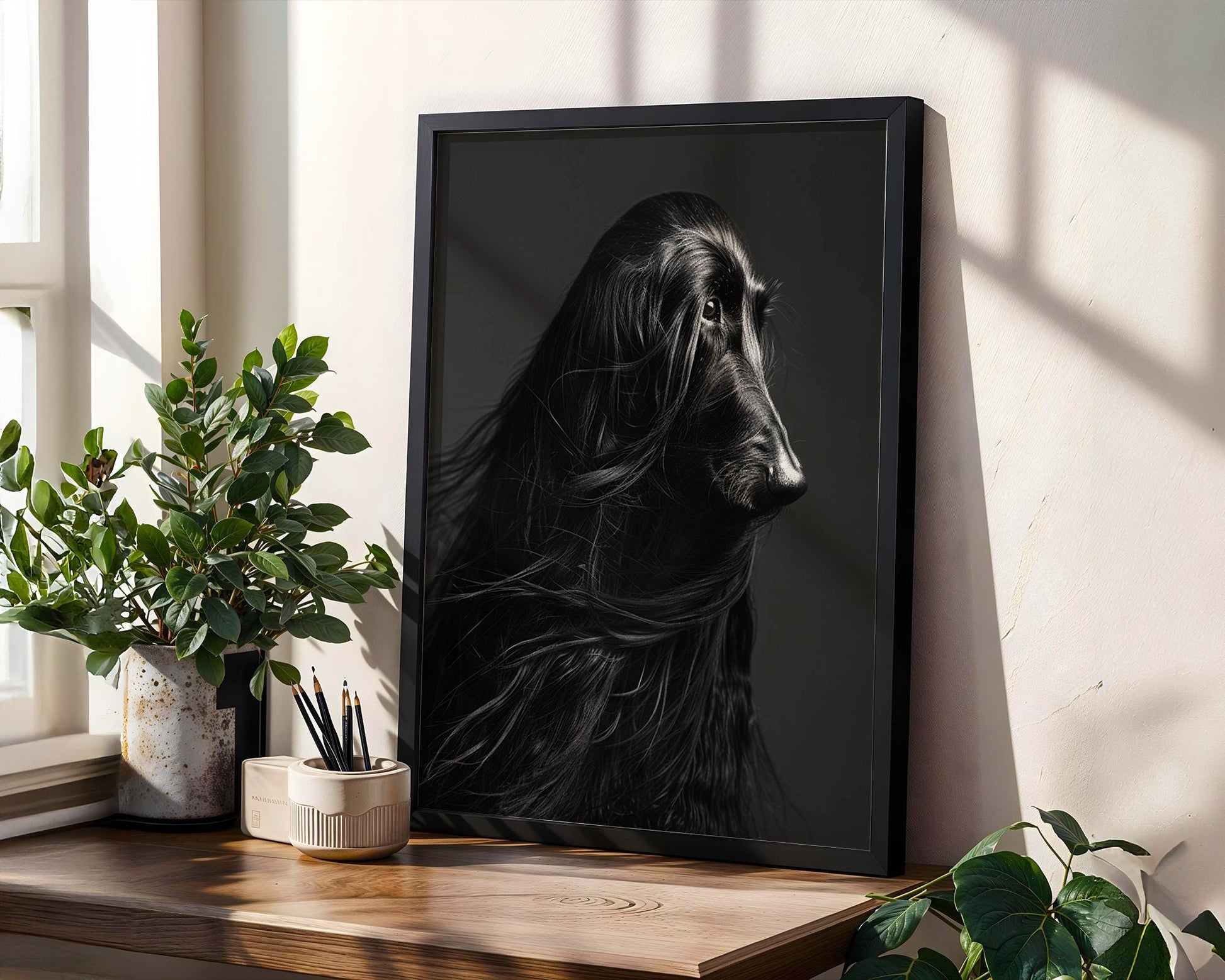 Dog Photography Afghan Hound Portrait Print | Black and White , Minimalist Decor wall art print, minimalist black and white poster, modern Scandinavian wall decor, Monohaus