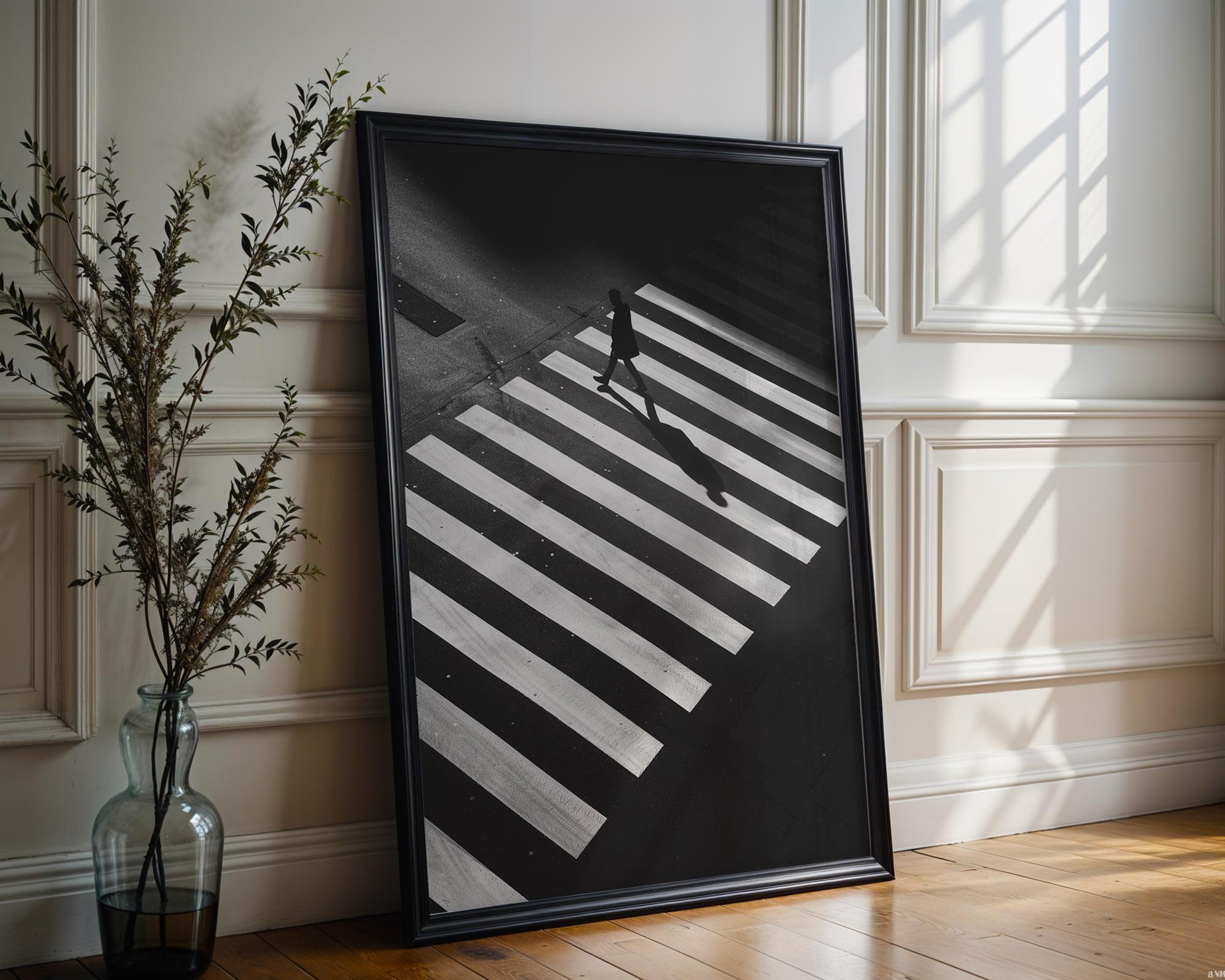 Urban Crosswalk Black and White Photography Print | Modern Noir Wall Art black and white photo print, minimalist monochrome wall art poster for modern interiors, Monohaus