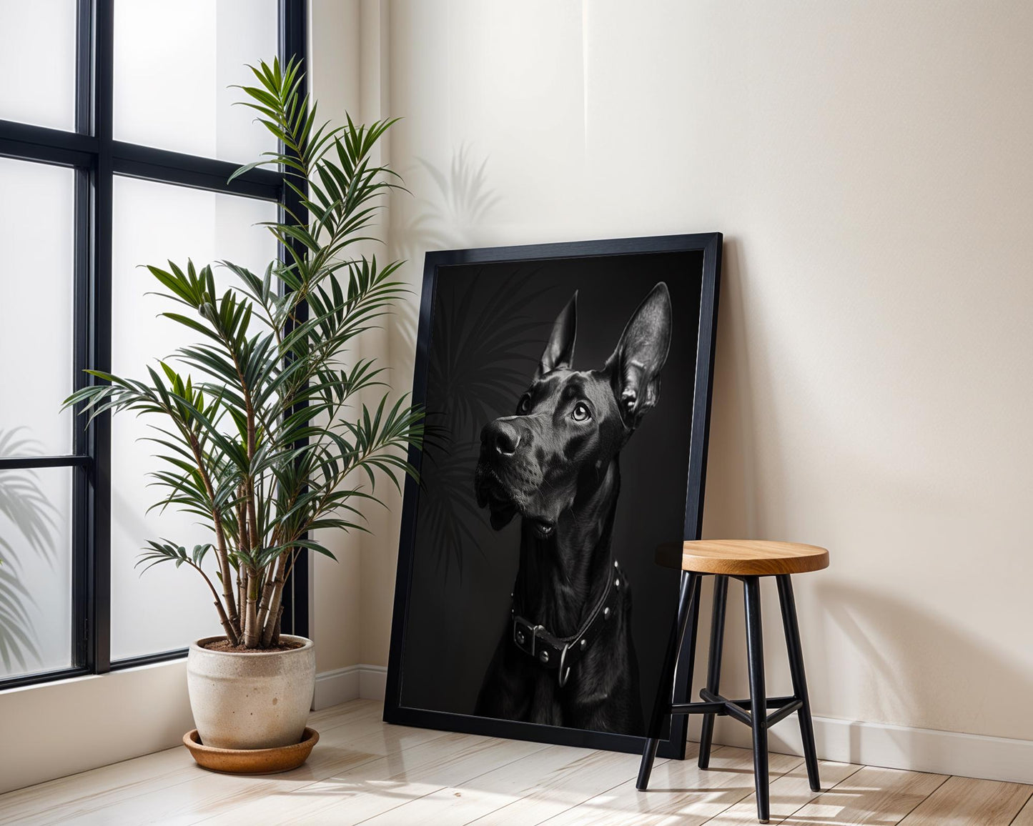 Dog Photography Dramatic Doberman Portrait Art Print | Modern Pet Wall Decor wall art print, minimalist black and white poster, modern Scandinavian wall decor, Monohaus