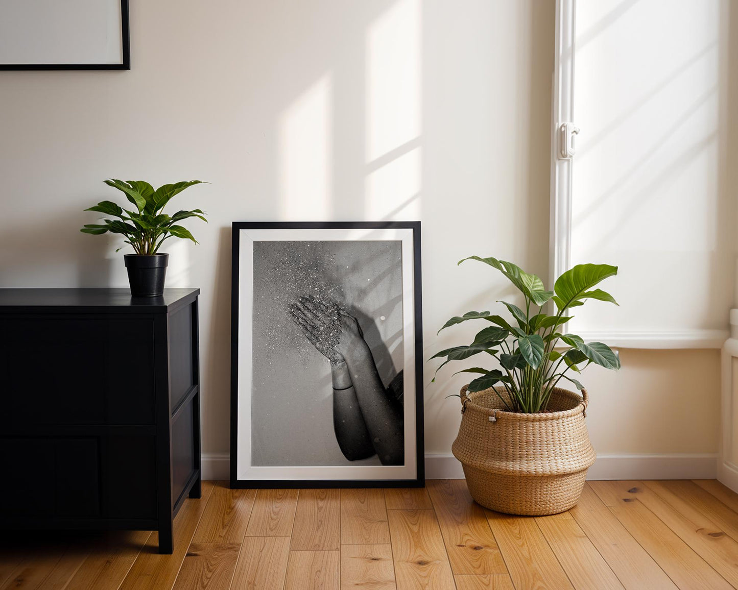 Designer Wall Art | Glitter Hands Photography Print | Minimalist Black and White Home Decor wall art print, minimalist black and white poster, modern Scandinavian wall decor, Monohaus