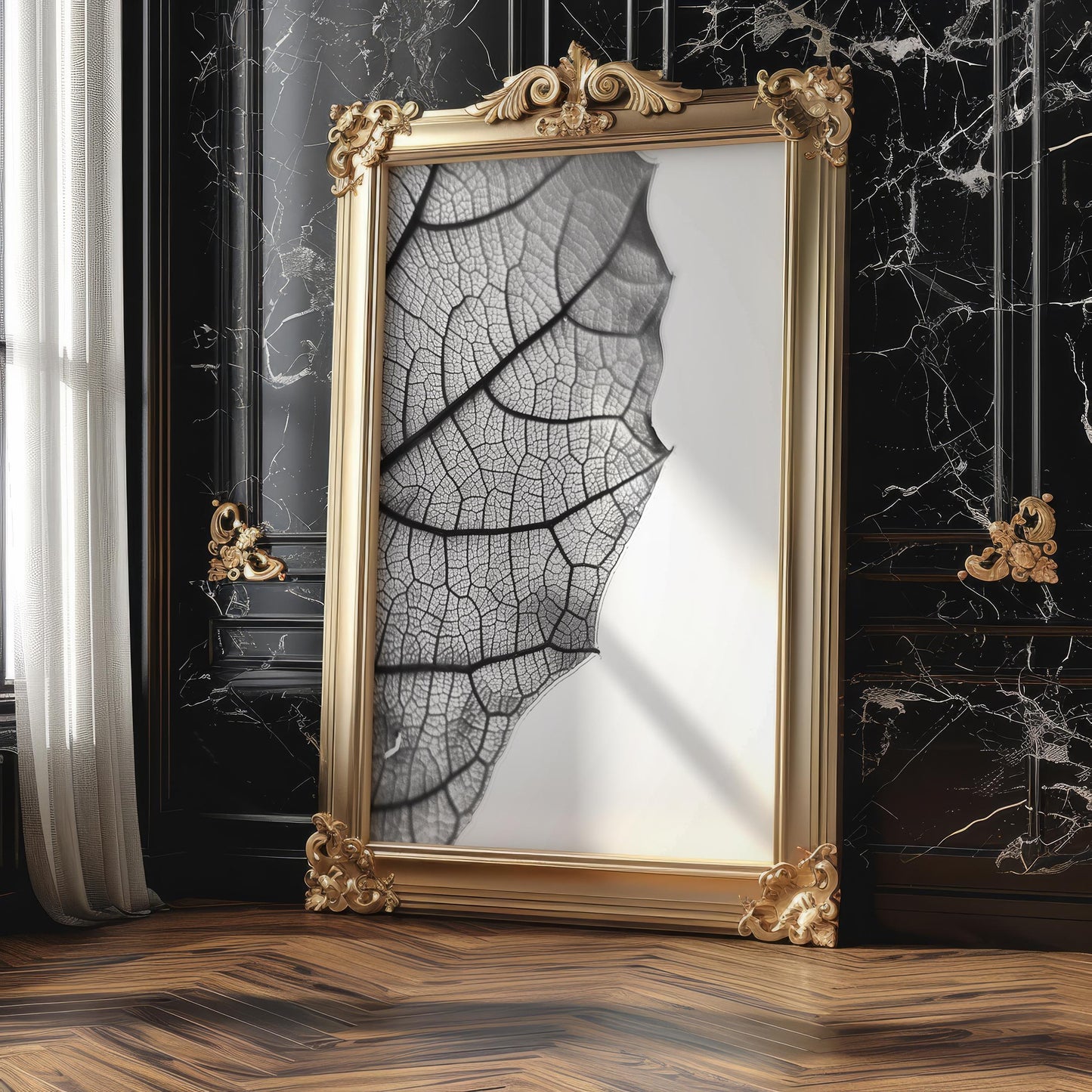 Botanical Photo | Leaf Vein Print | Macro Texture, Minimalist Wall Art wall art print, minimalist black and white poster, modern Scandinavian wall decor, Monohaus