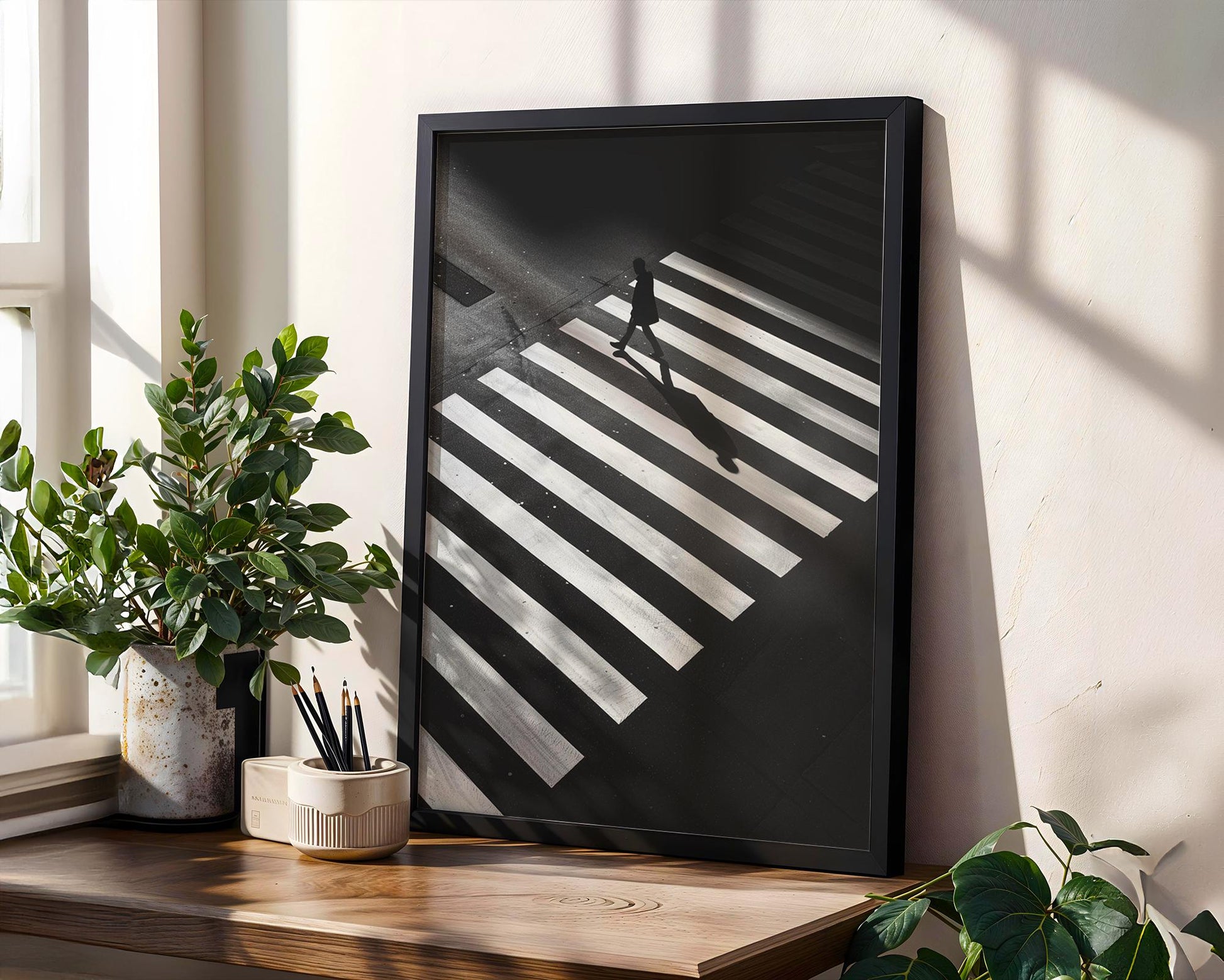 Urban Crosswalk Black and White Photography Print | Modern Noir Wall Art black and white photo print, minimalist monochrome wall art poster for modern interiors, Monohaus
