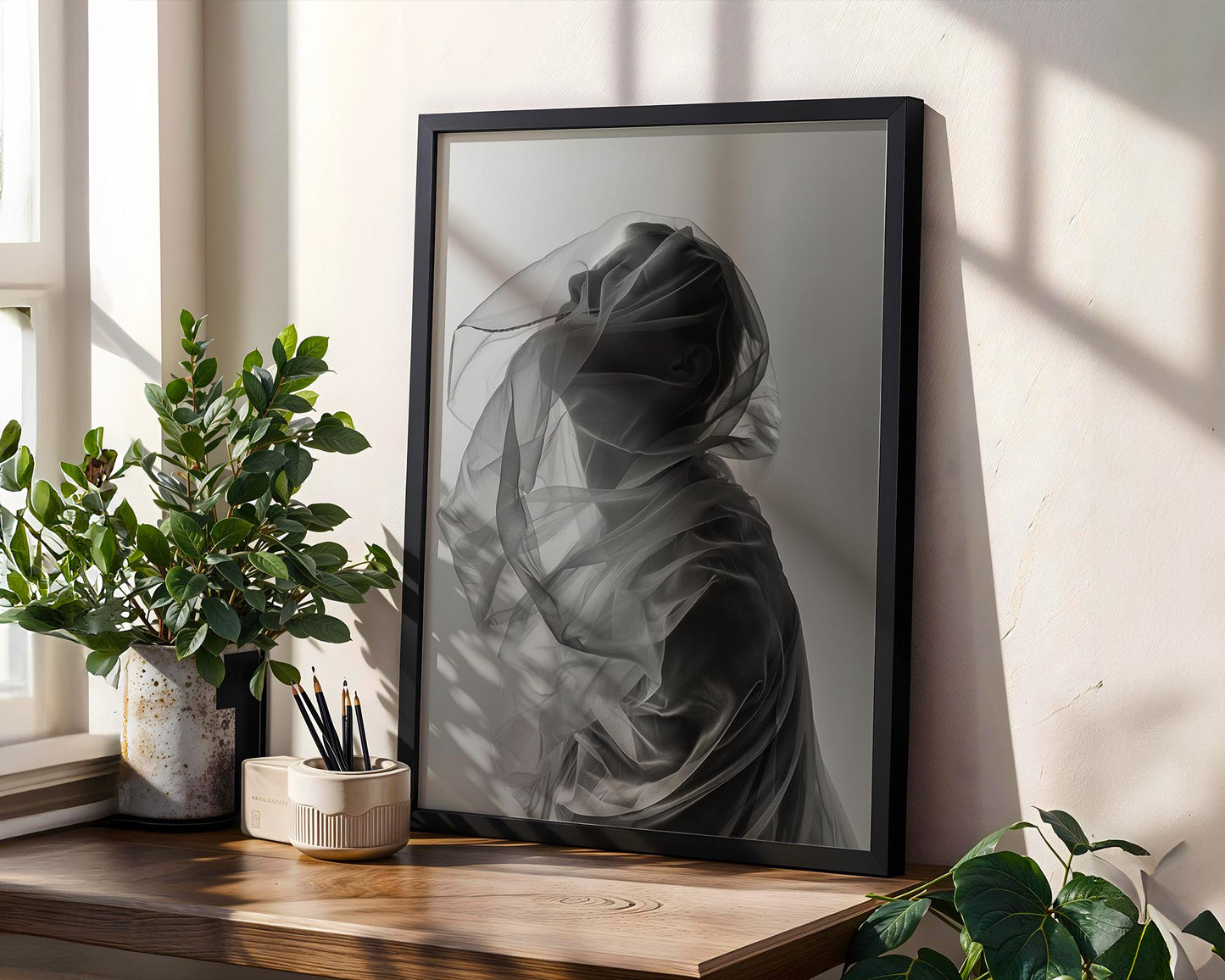 Veiled Woman Portrait Print | Black and White Photography, Minimalist Wall Art wall art print, minimalist black and white poster, modern Scandinavian wall decor, Monohaus