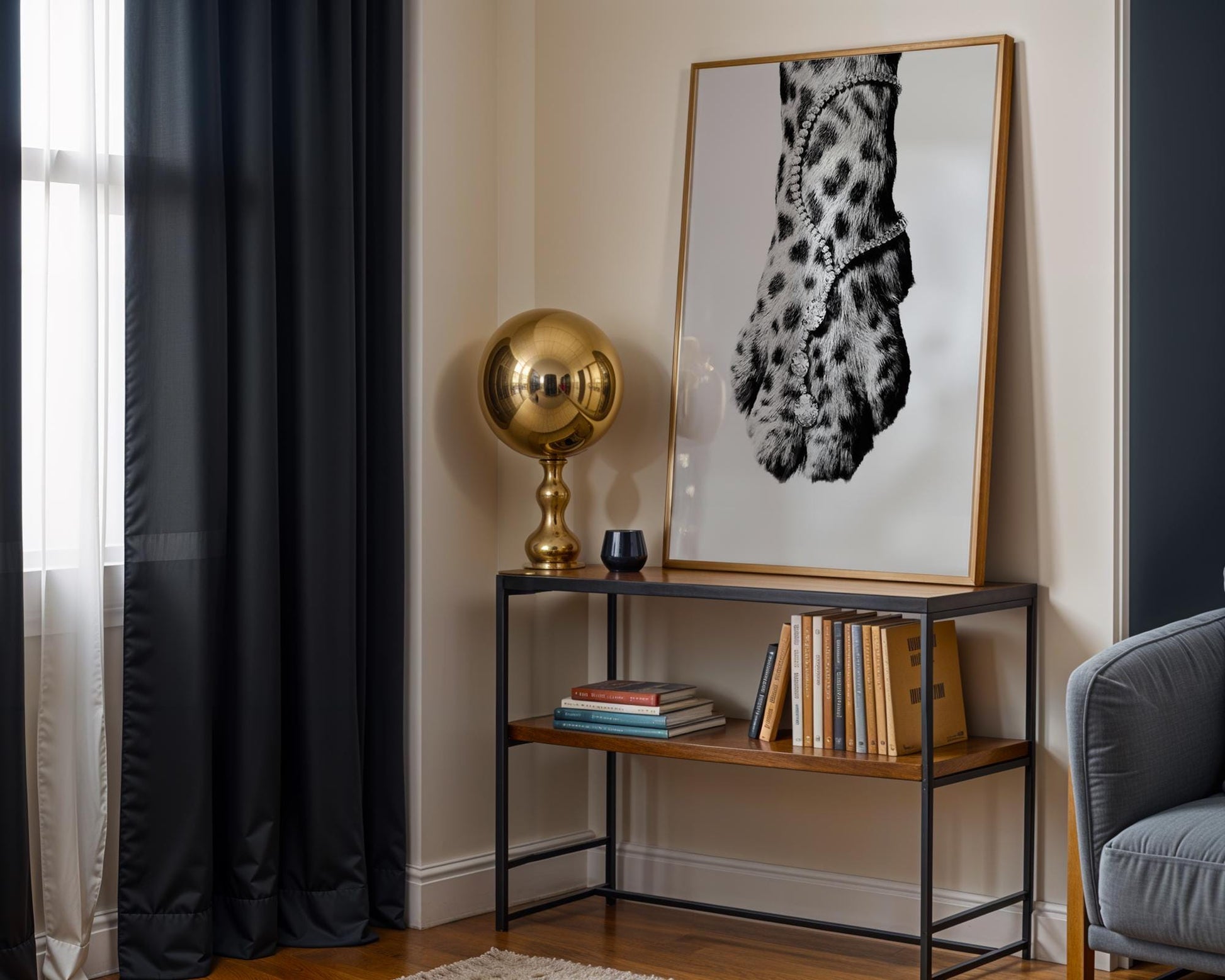 Designer Wall Art | Leopard Paw Print | Black and White Animal Photography, Glam Decor wall art print, minimalist black and white poster, modern Scandinavian wall decor, Monohaus