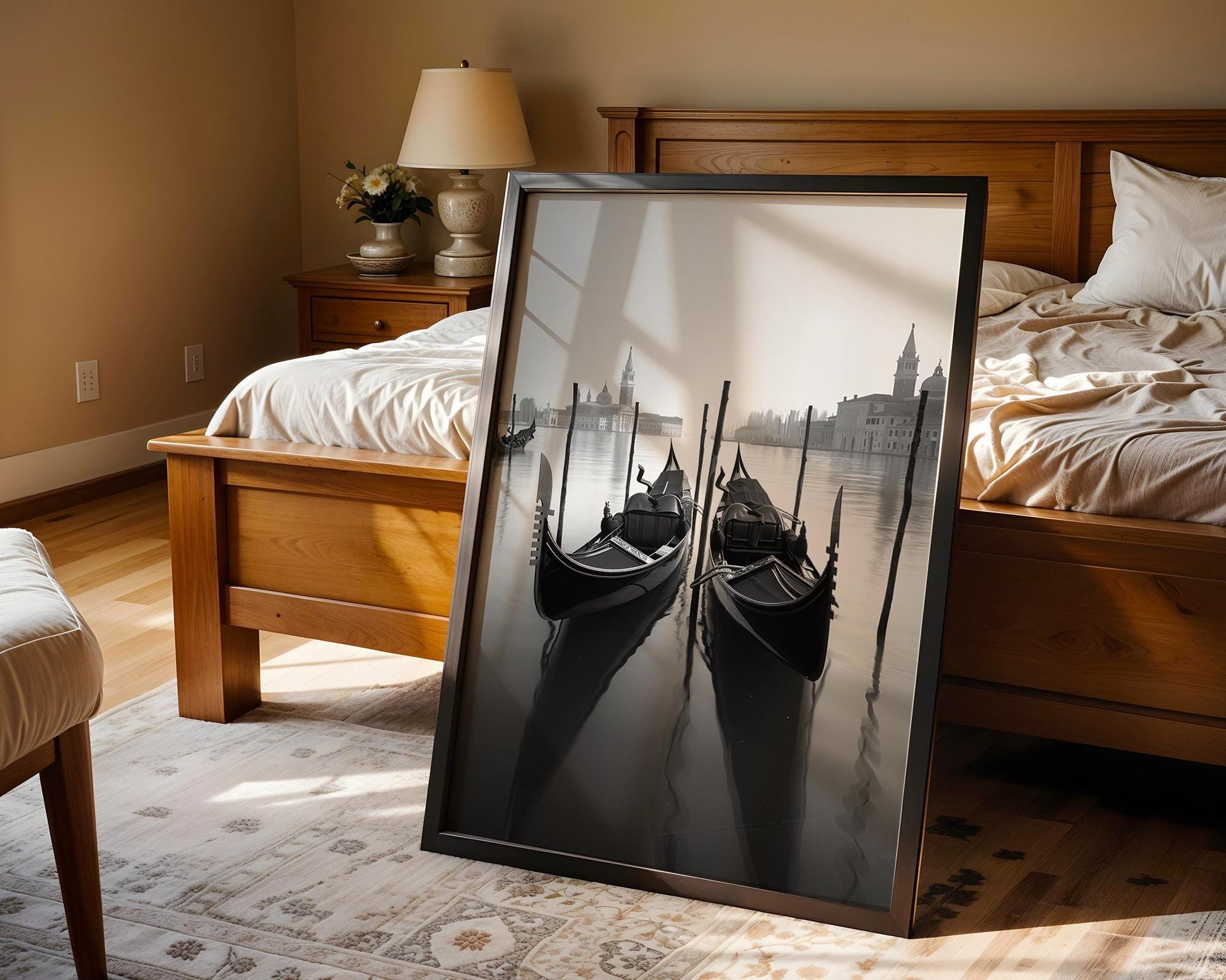 World Landmark | Venice Gondolas Print | Black and White Italian Wall Art wall art print, minimalist black and white poster, modern Scandinavian wall decor, Monohaus