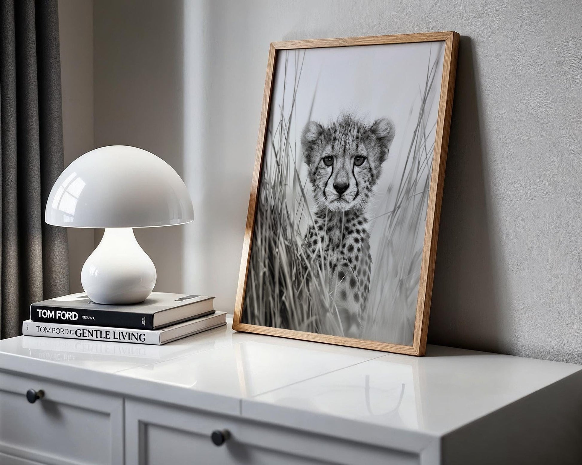 Wildlife Poster | Cheetah Cub Portrait | Minimalist  Fine Art Print wall art print, minimalist black and white poster, modern Scandinavian wall decor, Monohaus