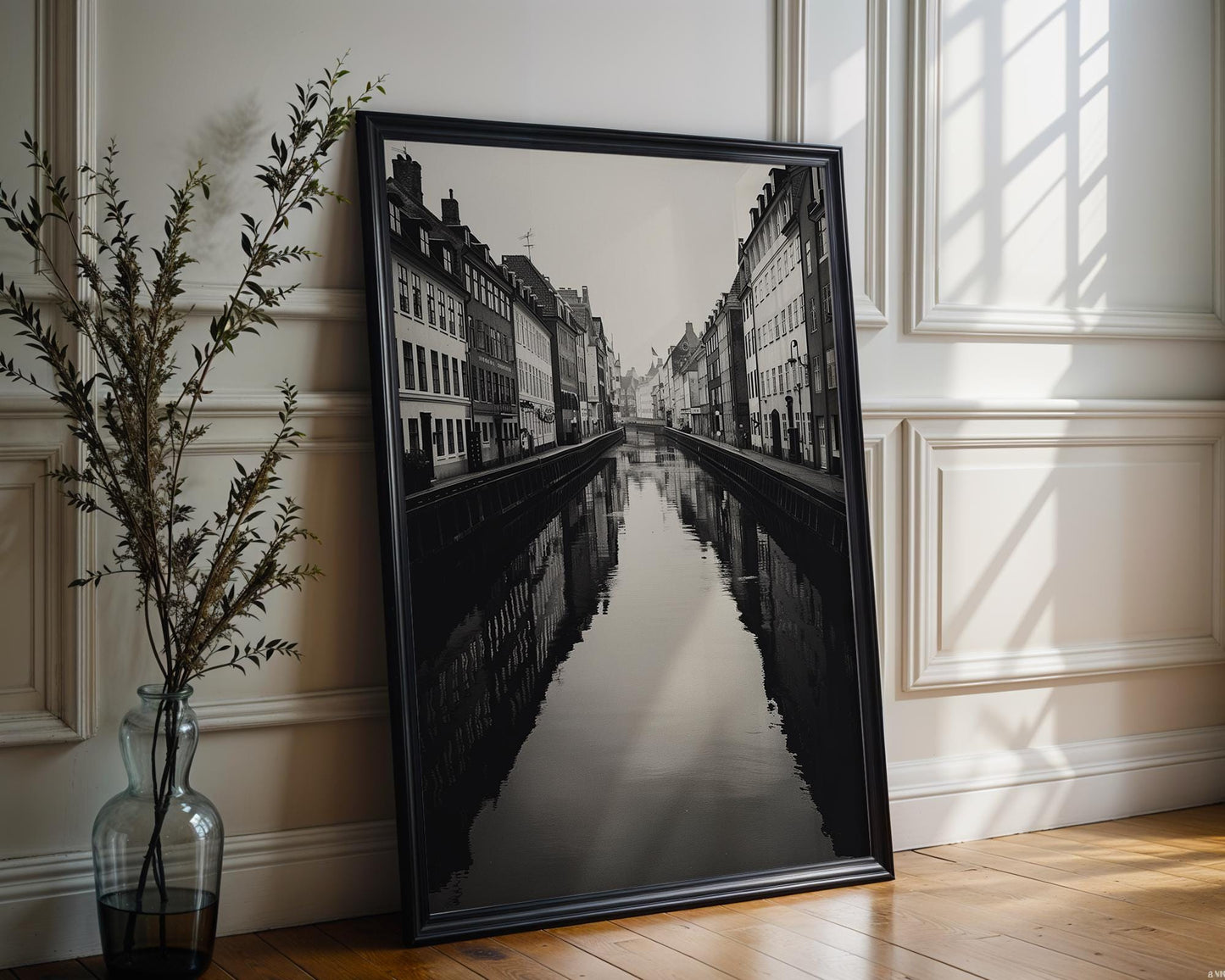 World Landmark | Copenhagen Canal Black and White Photography | Scandinavian Wall Art wall art print, minimalist black and white poster, modern Scandinavian wall decor, Monohaus