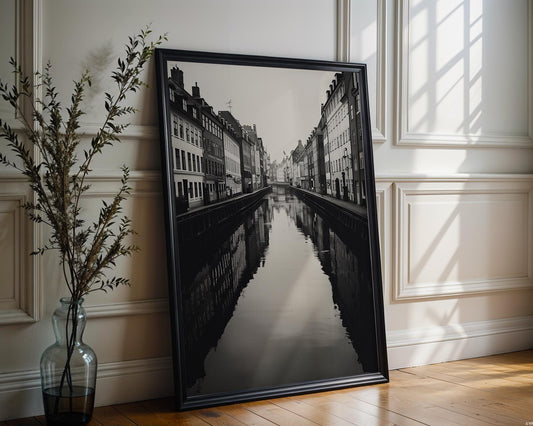 World Landmark | Copenhagen Canal Black and White Photography | Scandinavian Wall Art wall art print, minimalist black and white poster, modern Scandinavian wall decor, Monohaus