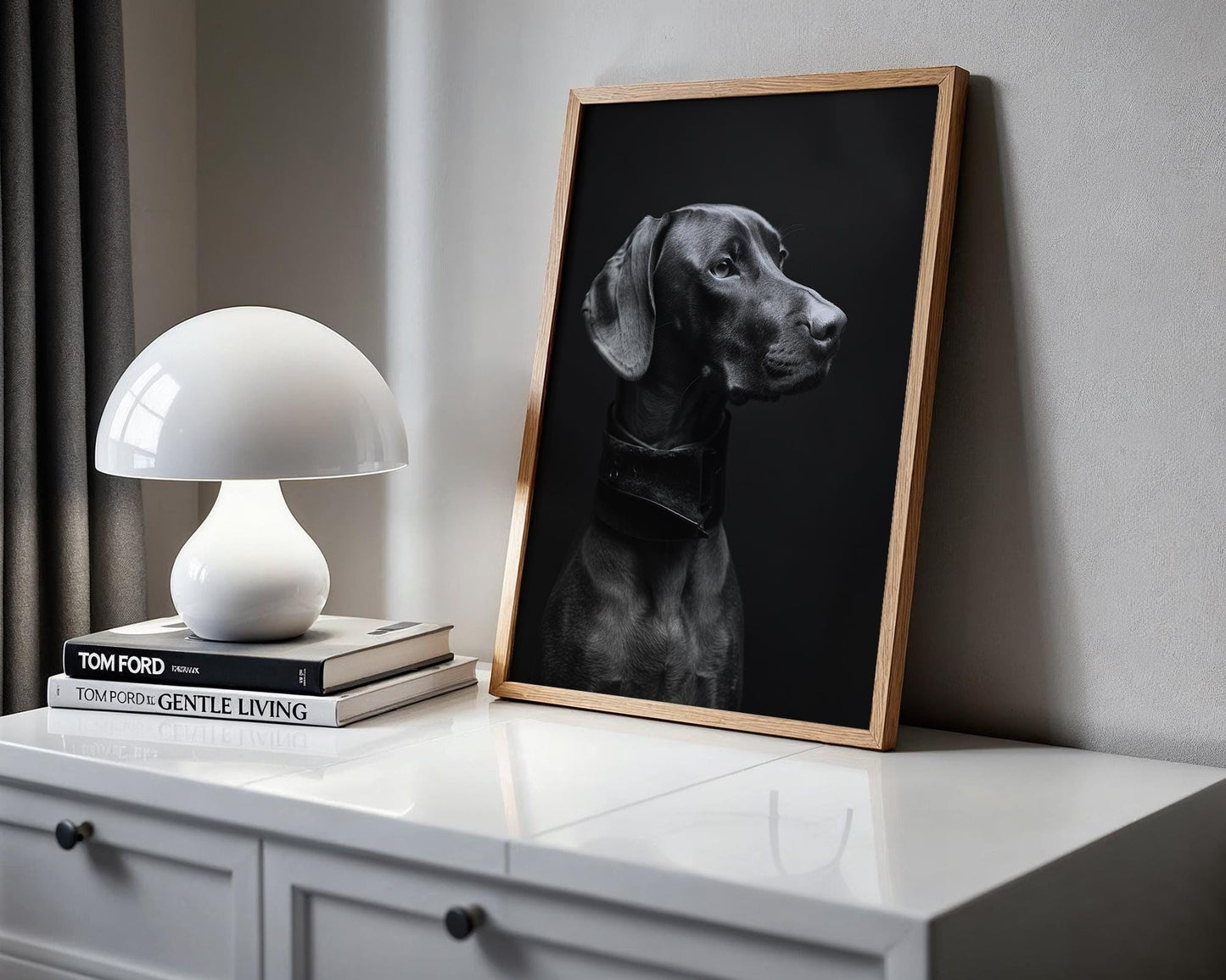 Dog Photography Weimaraner Modern Print Black and White Scandi Home wall art print, minimalist black and white poster, modern Scandinavian wall decor, Monohaus