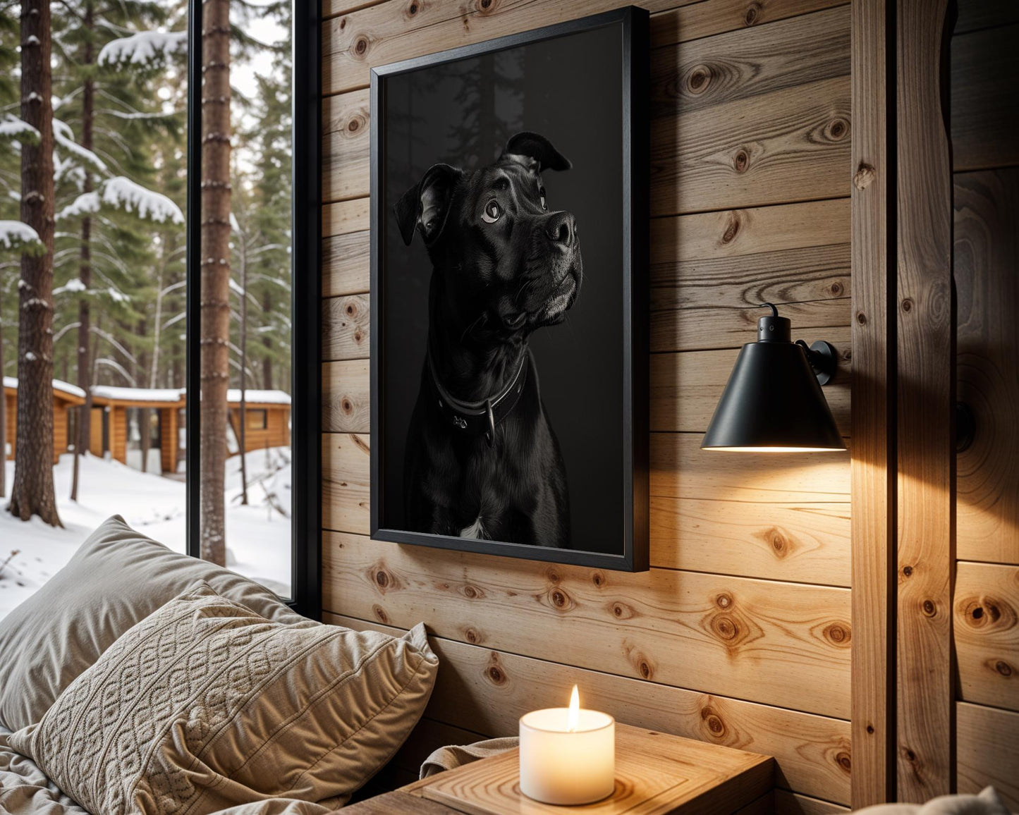 Dog Photography Moody Black Pitbull Portrait | Pet Lover Home Decor Art Print wall art print, minimalist black and white poster, modern Scandinavian wall decor, Monohaus