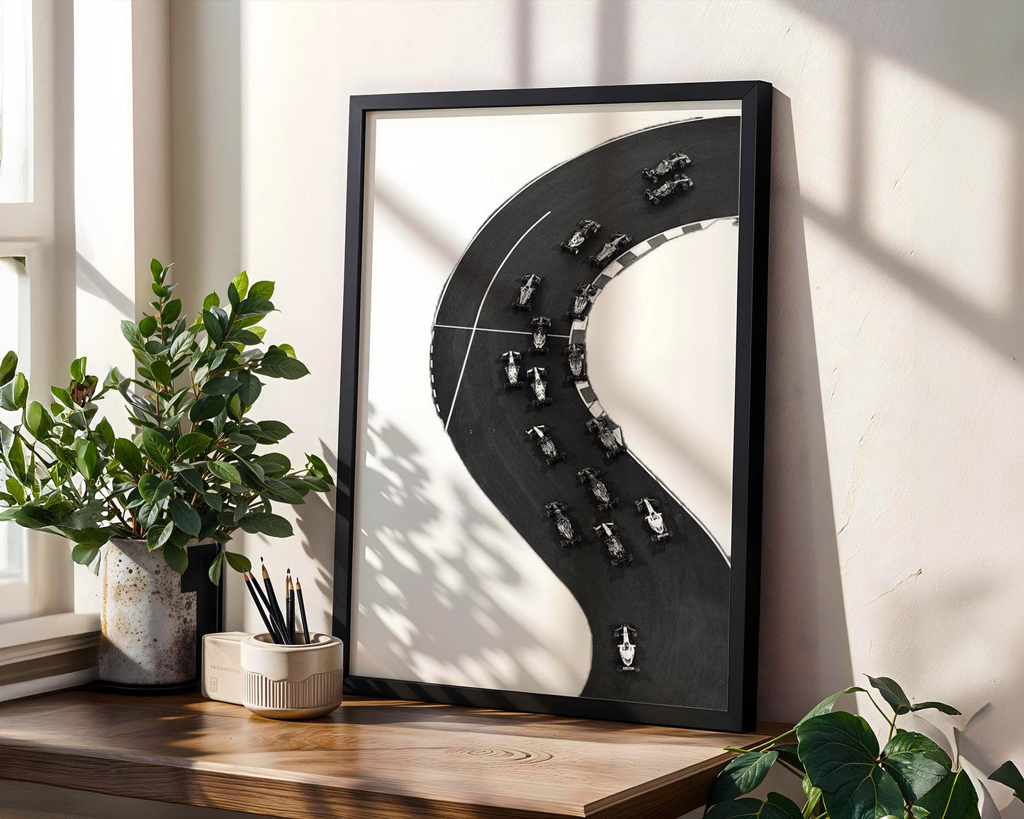 Designer Wall Art | Formula One Track Print | Racing Photography | Motorsport wall art print, minimalist black and white poster, modern Scandinavian wall decor, Monohaus