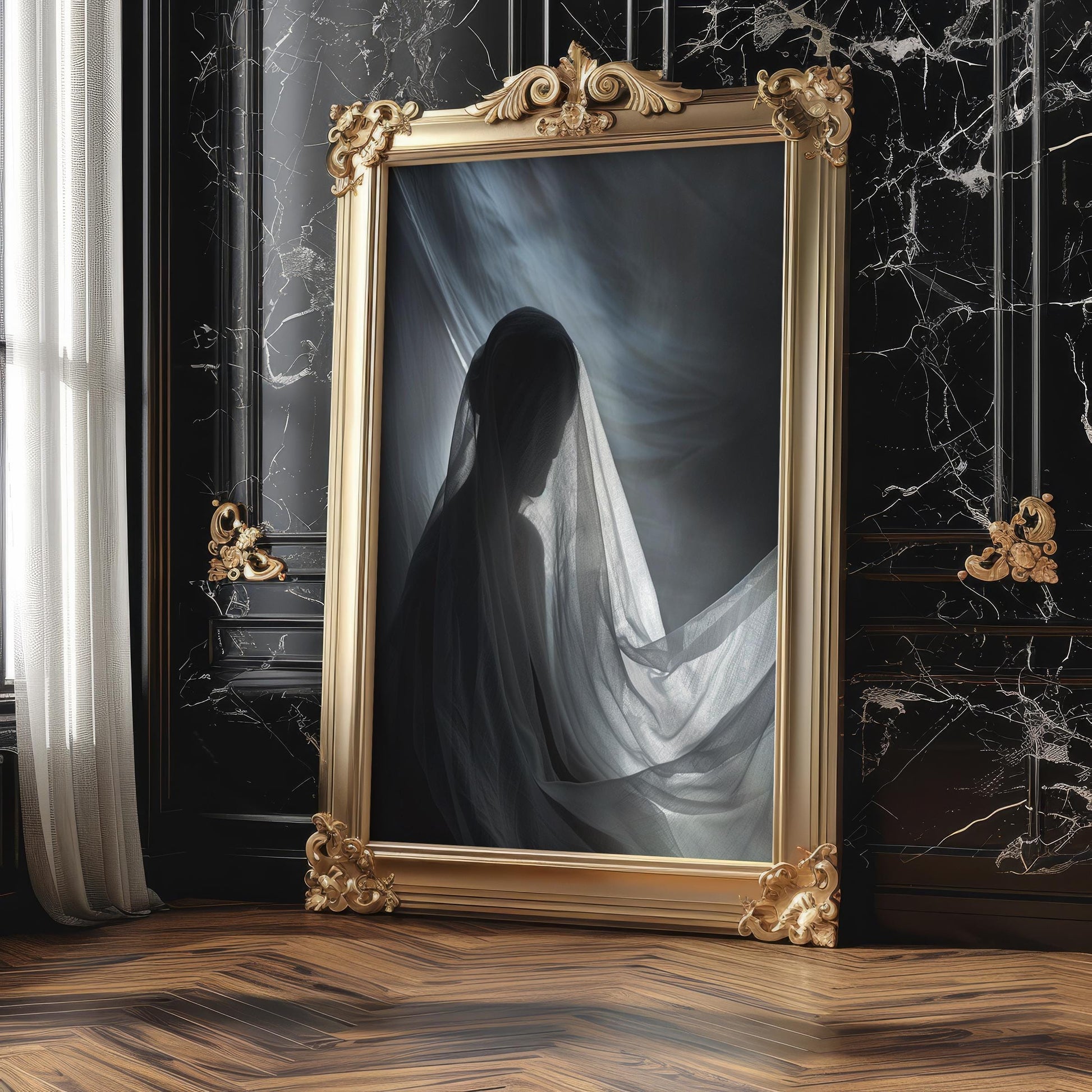 Minimal Wall Art Ethereal Woman Portrait Art Print | Moody Silhouette Photography wall art print, minimalist black and white poster, modern Scandinavian wall decor, Monohaus