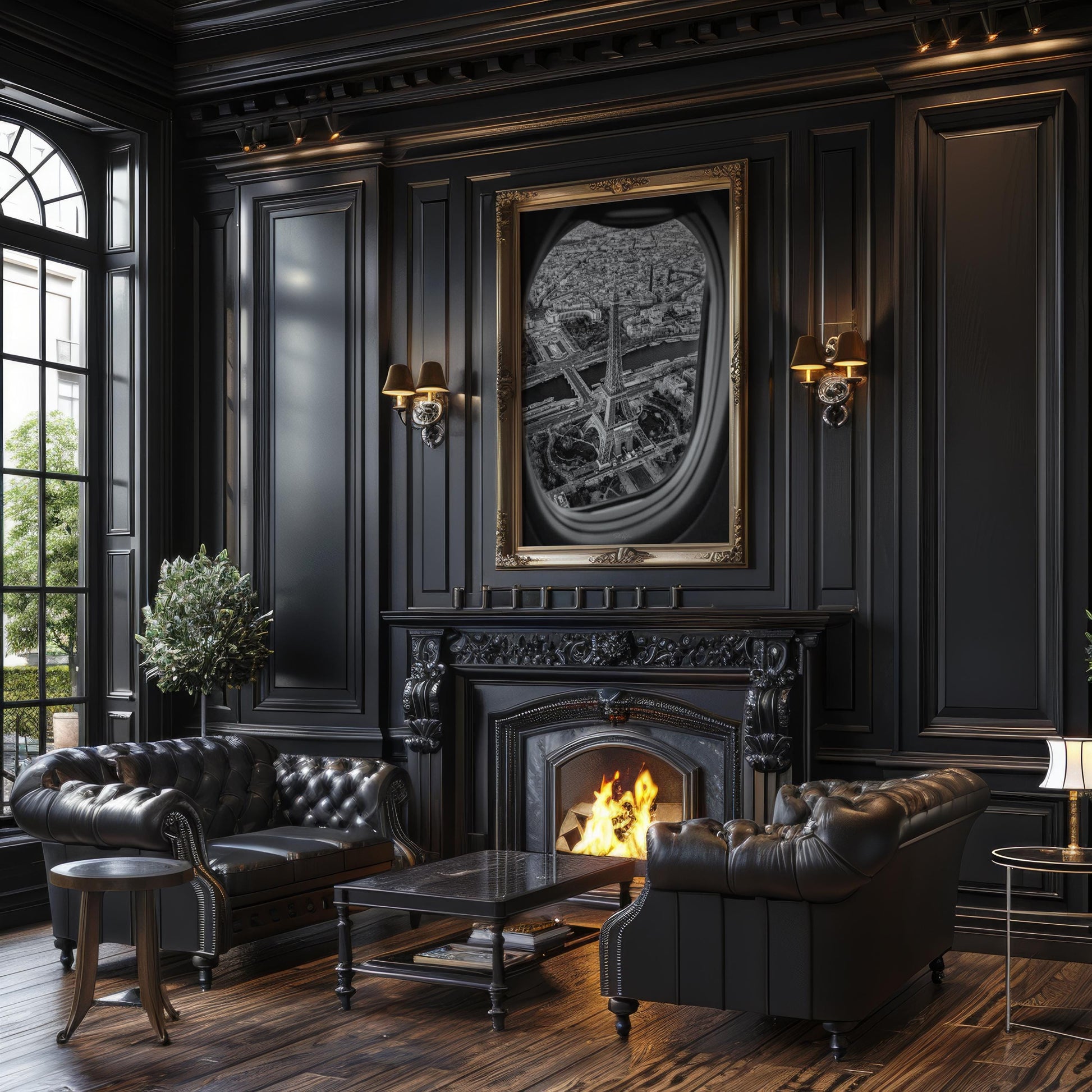 World Landmark | Eiffel Tower Print | Black and White Paris Aerial View wall art print, black and white architectural poster, minimalist modern Scandinavian wall decor, Monohaus