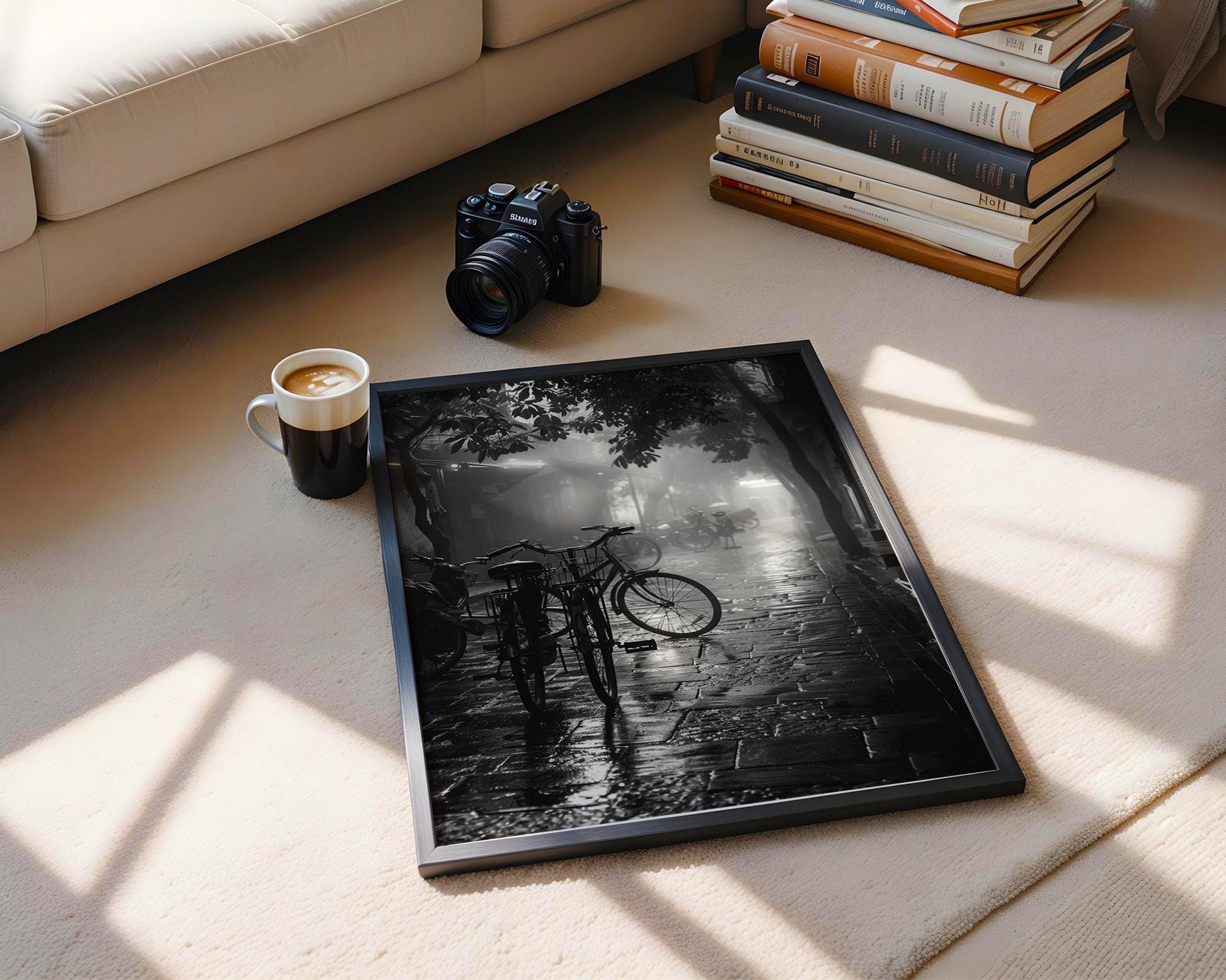 World Landmark | Hanoi Street Scene Photography Print | Black and White Travel Poster black and white photo print, minimalist monochrome wall art poster for modern interiors, Monohaus