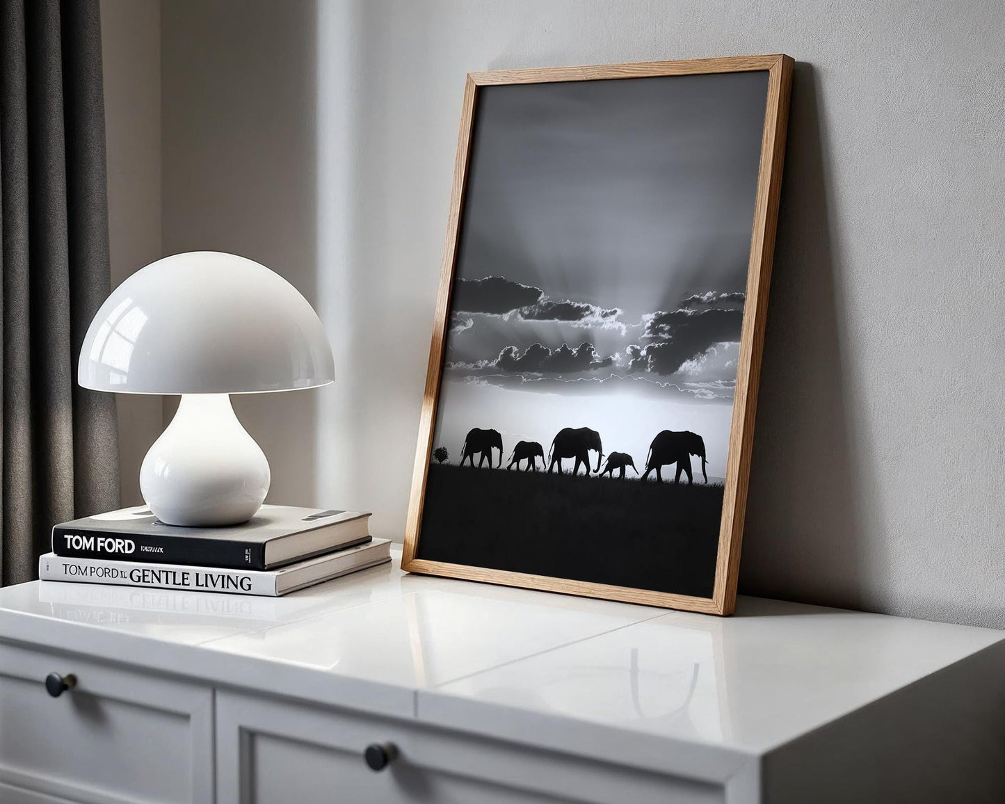 Wildlife Poster | Elephant Family Silhouette Print • Black & White Safari Wall Art wall art print, minimalist black and white poster, modern Scandinavian wall decor, Monohaus