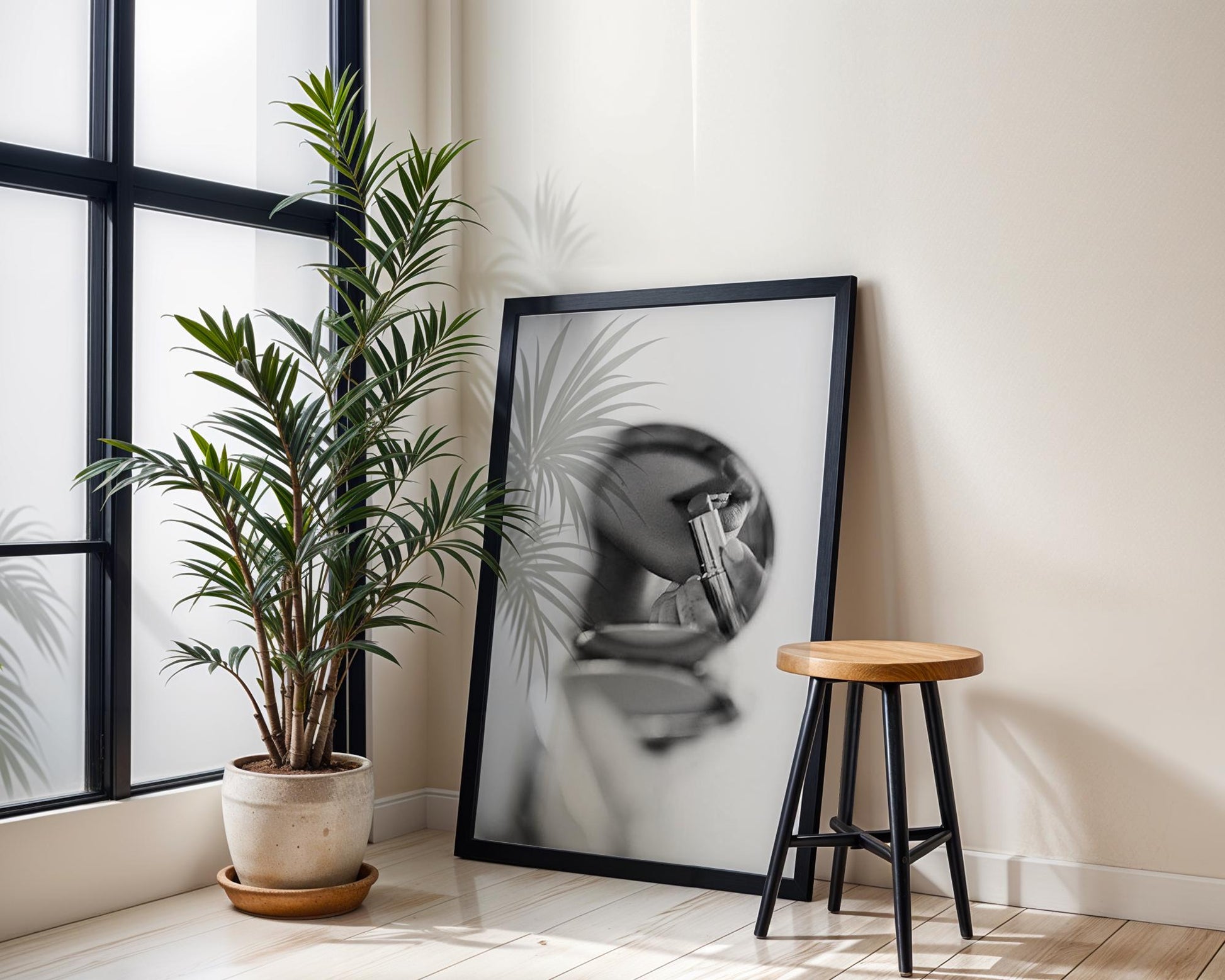 Designer Wall Art | Lipstick Reflection Print | Minimalist Black and White Photography wall art print, minimalist black and white poster, modern Scandinavian wall decor, Monohaus