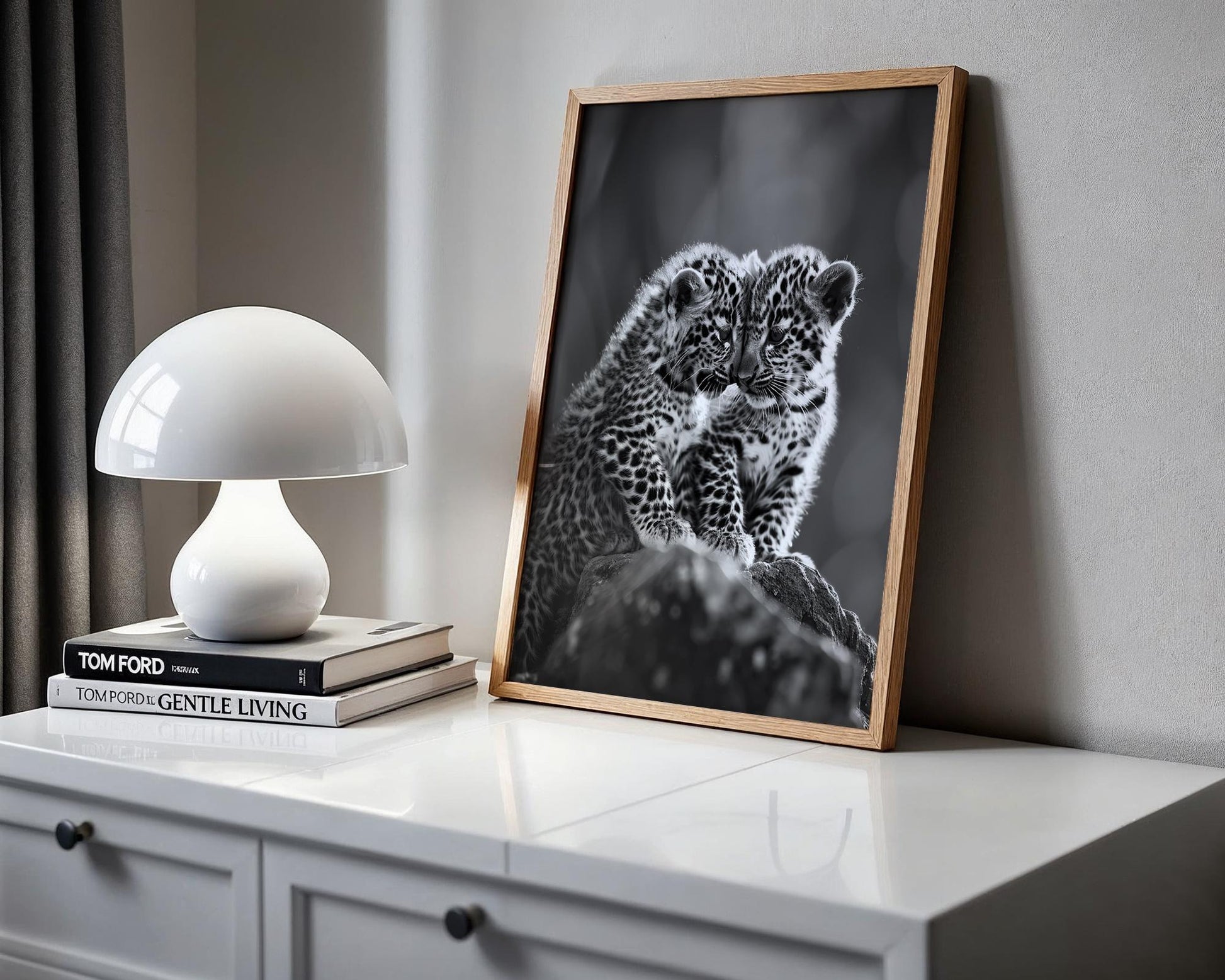 Wildlife Poster | Leopard Twins Fine Art Print • Black & White Nursery Decor wall art print, minimalist black and white poster, modern Scandinavian wall decor, Monohaus