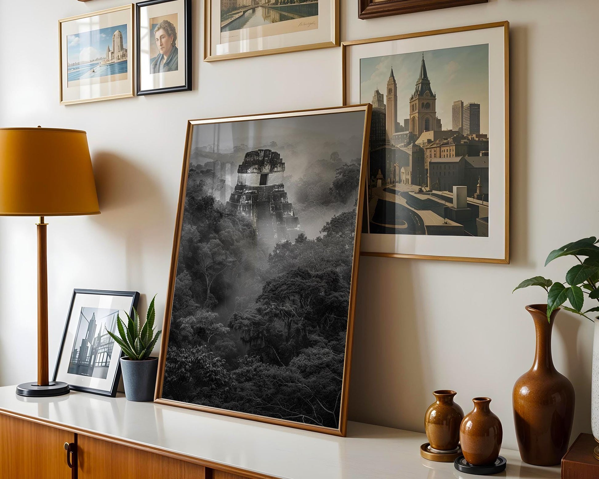 World Landmark | Tikal Temple Black and White Photography | Guatemala Jungle Art Print wall art print, minimalist black and white poster, modern Scandinavian wall decor, Monohaus