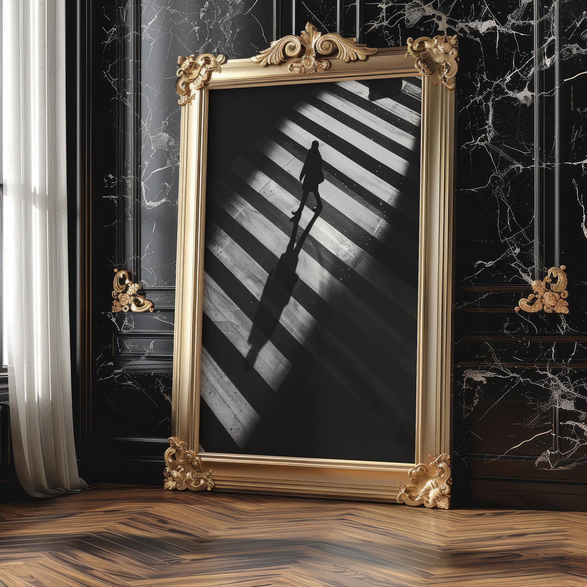 Urban Photography Print | Minimalist Black and White Crosswalk Wall Art black and white photo print, minimalist monochrome wall art poster for modern interiors, Monohaus