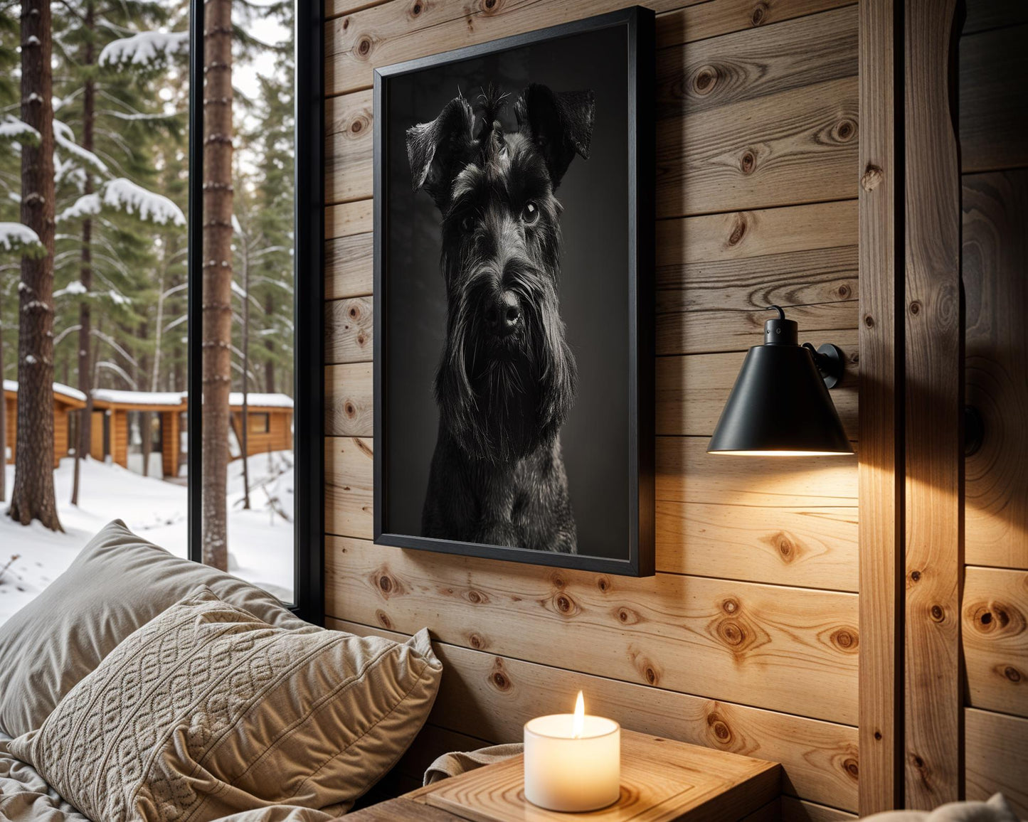 Dog Photography Black Schnauzer Portrait Print | Minimalist wall art print, minimalist black and white poster, modern Scandinavian wall decor, Monohaus