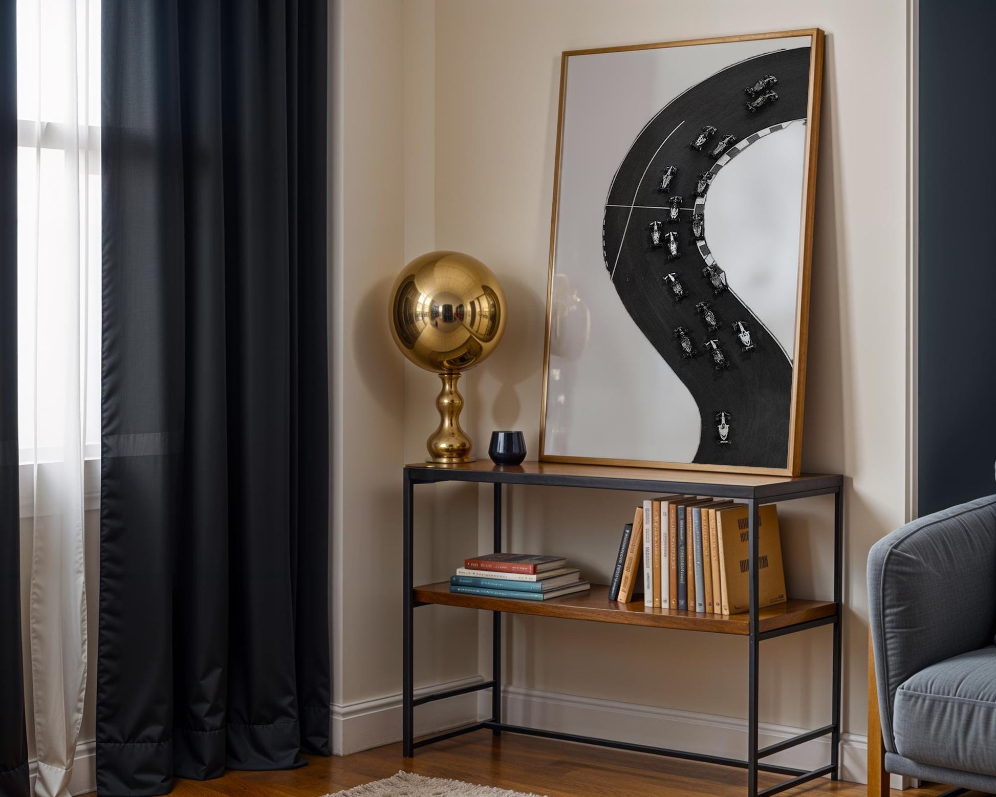 Designer Wall Art | Formula One Track Print | Racing Photography | Motorsport wall art print, minimalist black and white poster, modern Scandinavian wall decor, Monohaus