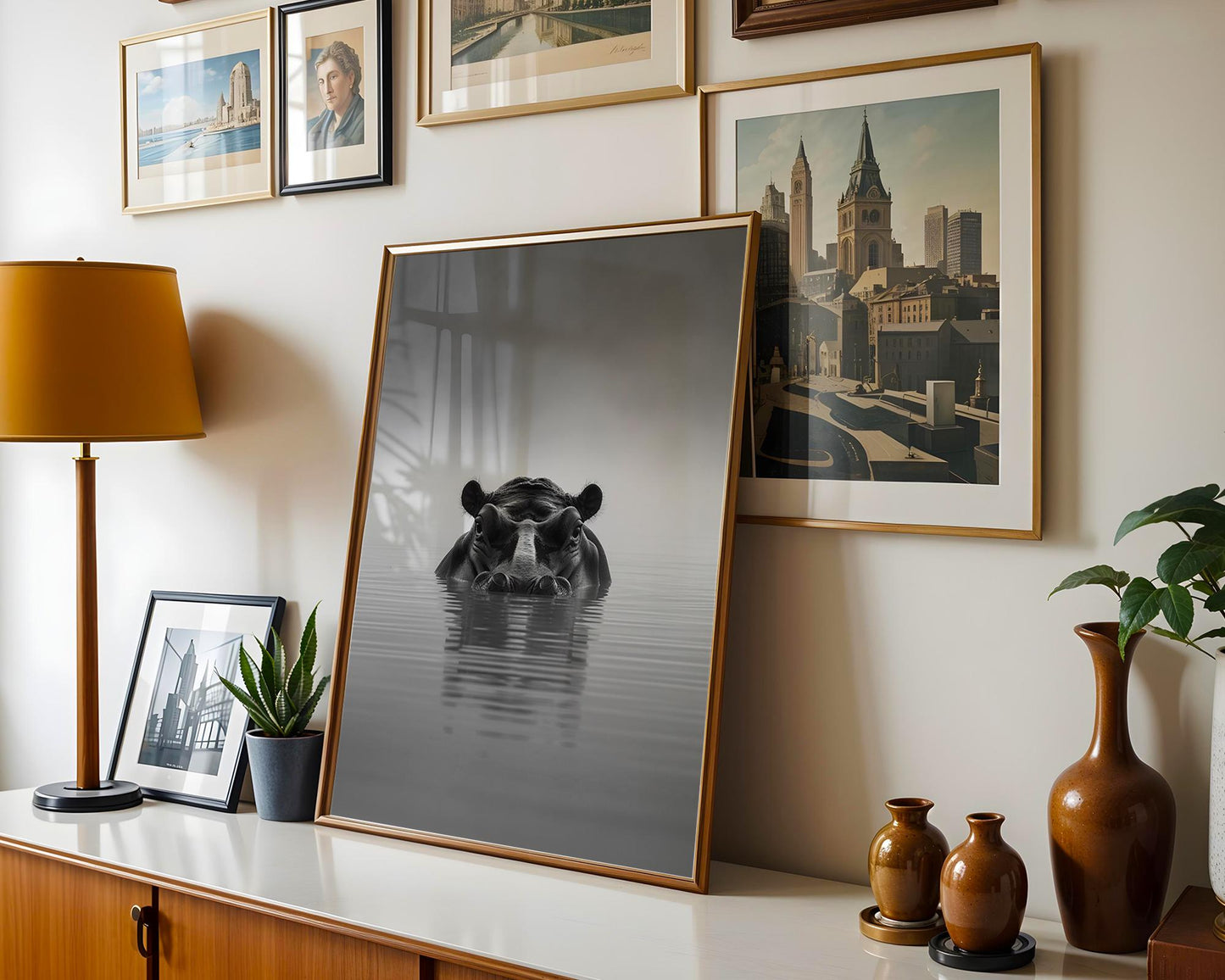 Wildlife Poster | Hippo Print | Black & White Minimalist Photography wall art print, minimalist black and white poster, modern Scandinavian wall decor, Monohaus
