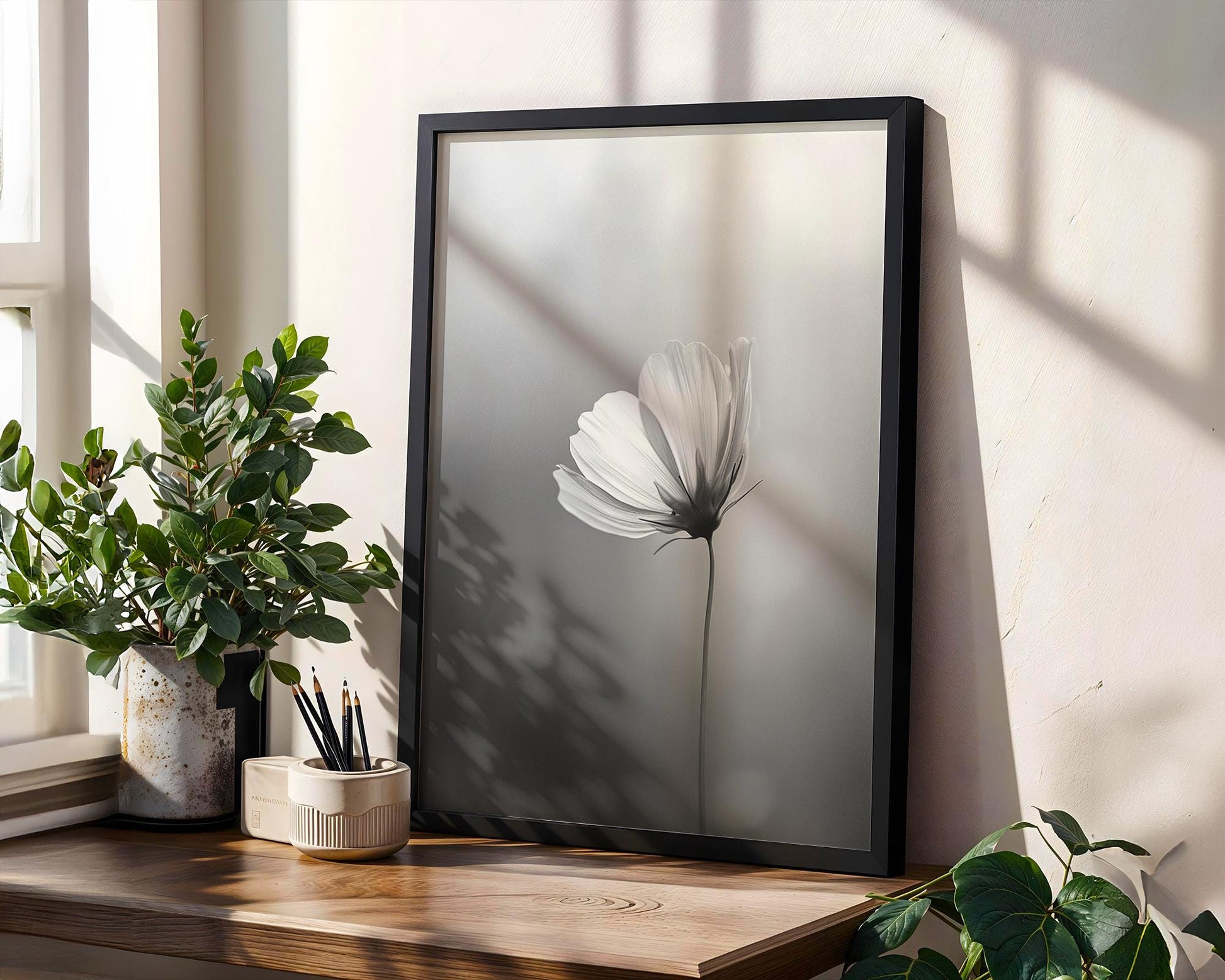 Botanical Photo | Minimalist Flower Art Print | Black and White  Poster wall art print, minimalist black and white poster, modern Scandinavian wall decor, Monohaus