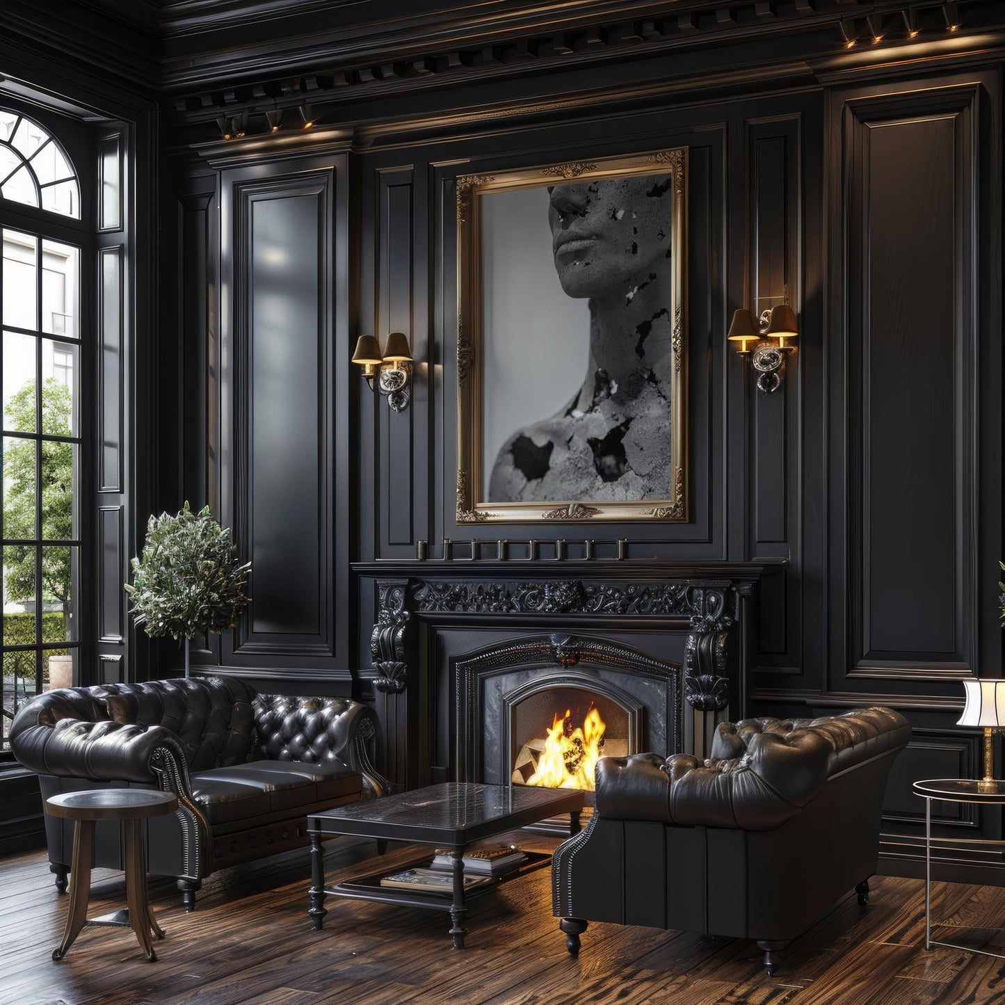 Designer Wall Art | Cracked Face Sculpture Print | Dark Gothic Modern Art wall art print, minimalist black and white poster, modern Scandinavian wall decor, Monohaus