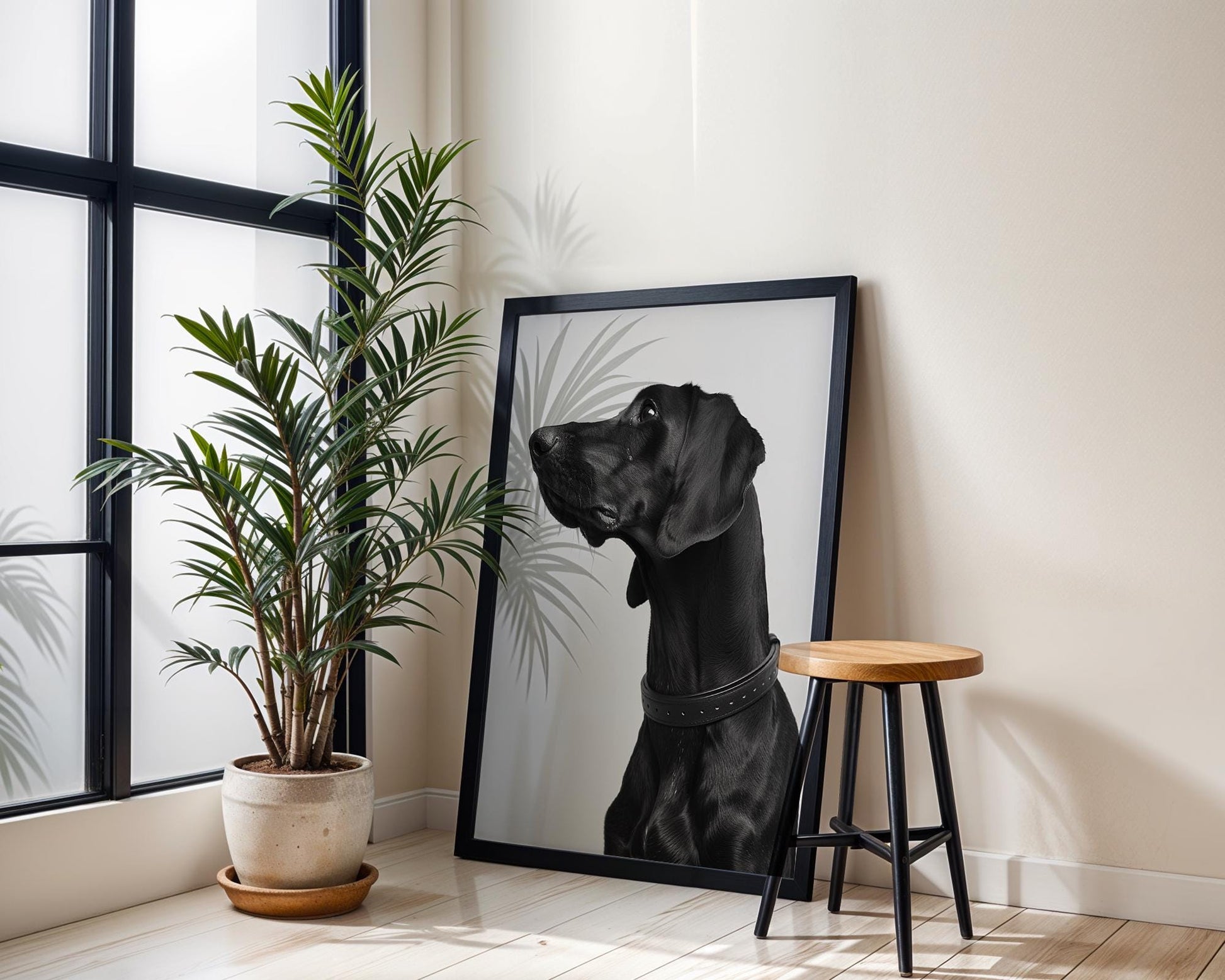 Dog Photography Black Pet Portrait Print | Modern Minimalist Poster wall art print, minimalist black and white poster, modern Scandinavian wall decor, Monohaus