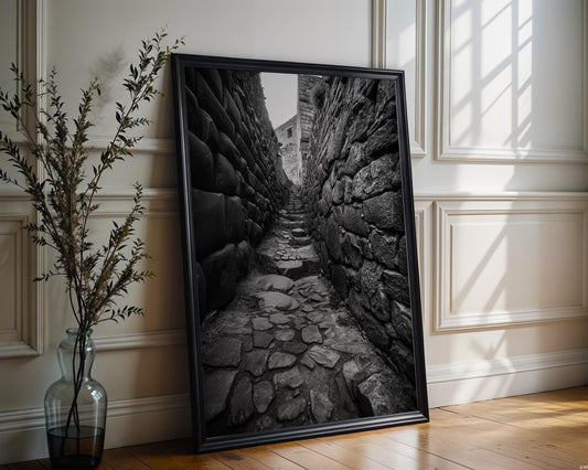 World Landmark | Machu Picchu Print | Black and White Inca Architecture Photography wall art print, black and white architectural poster, minimalist modern Scandinavian wall decor, Monohaus