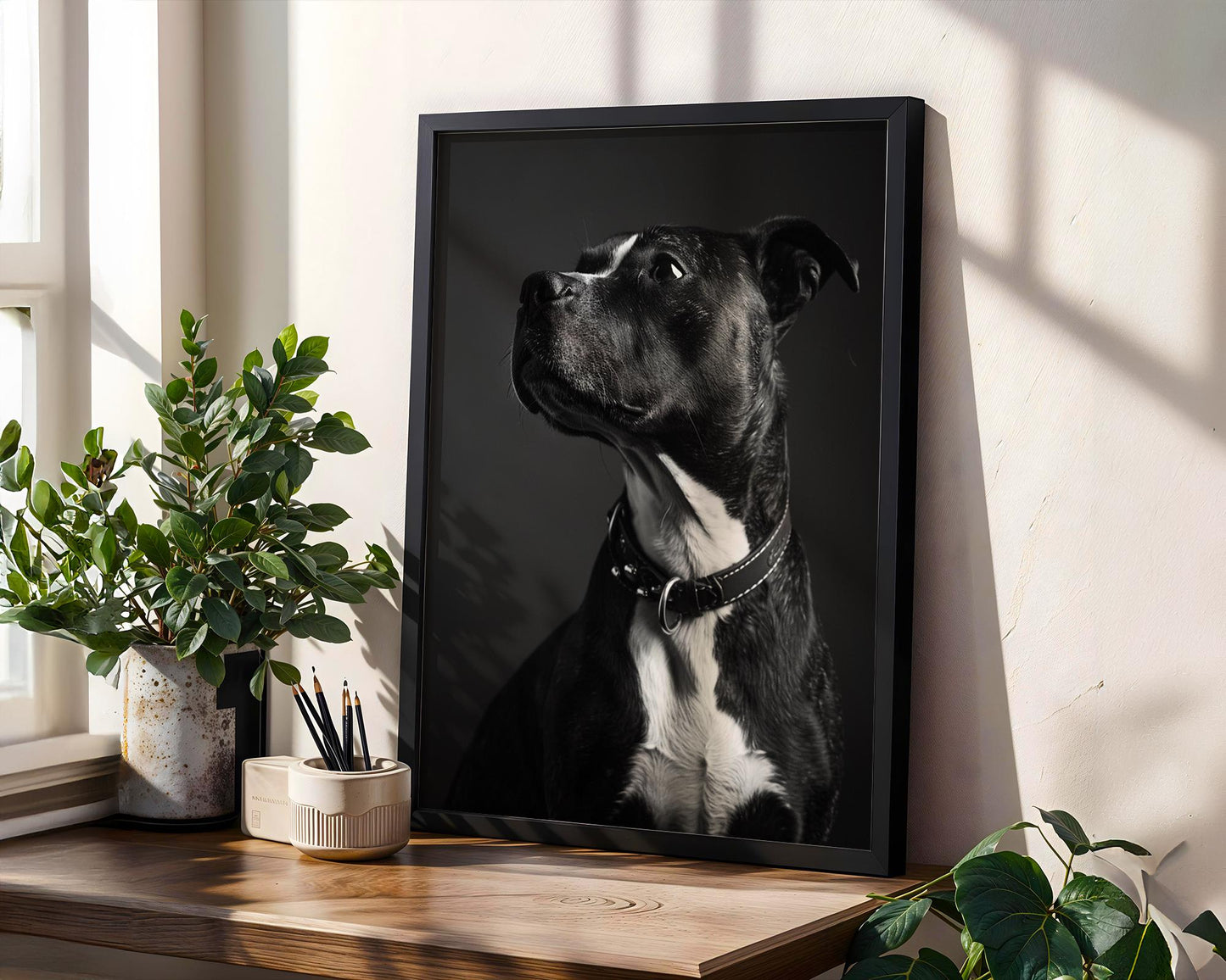 Dog Photography Pitbull Portrait Print | Black and White , Modern Home Decor wall art print, minimalist black and white poster, modern Scandinavian wall decor, Monohaus