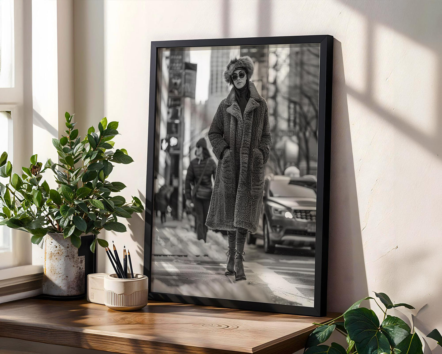 Black and White Winter Fashion Photography Print | Urban Minimalist Wall Art black and white photo print, minimalist monochrome wall art poster for modern interiors, Monohaus