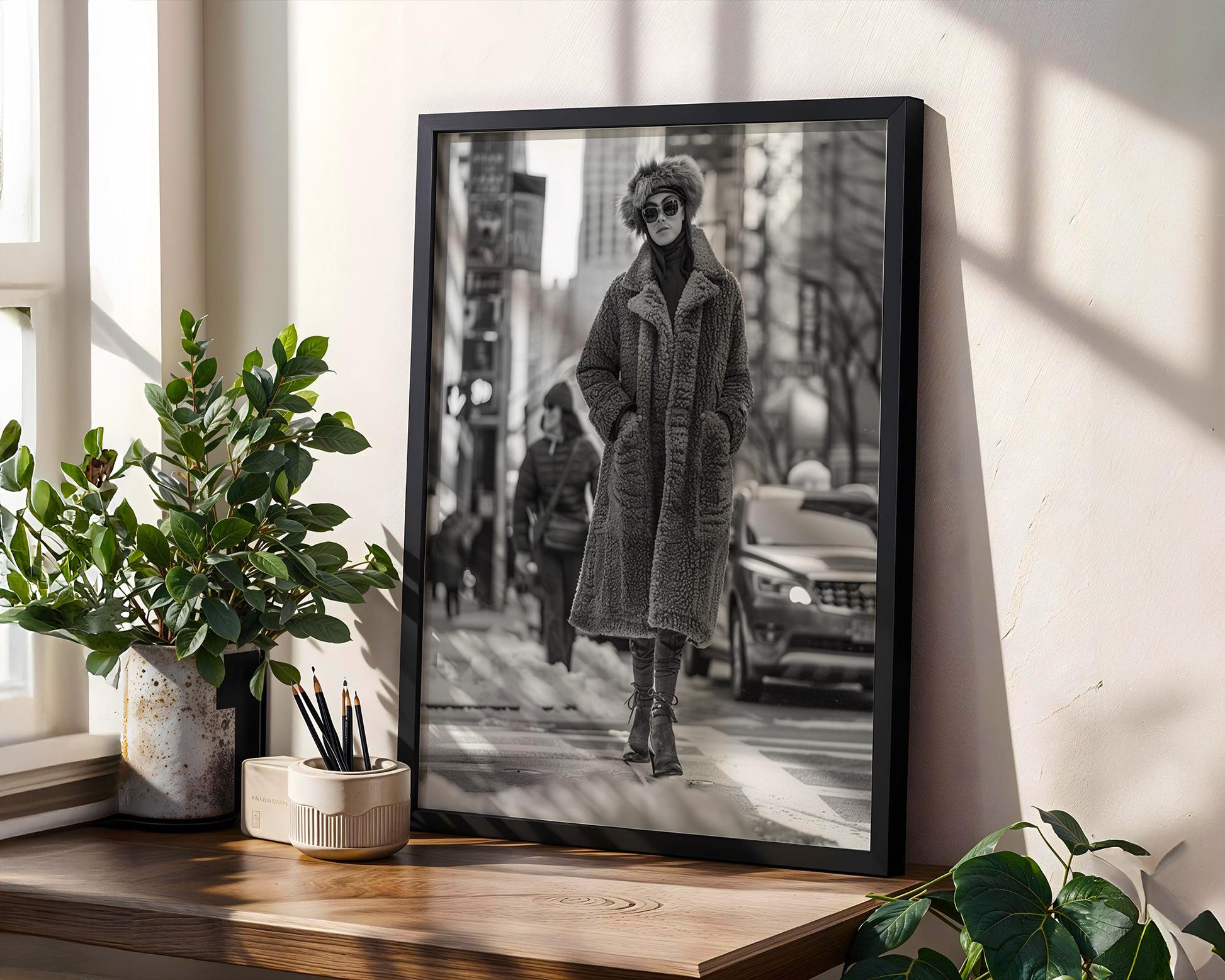 Black and White Winter Fashion Photography Print | Urban Minimalist Wall Art black and white photo print, minimalist monochrome wall art poster for modern interiors, Monohaus