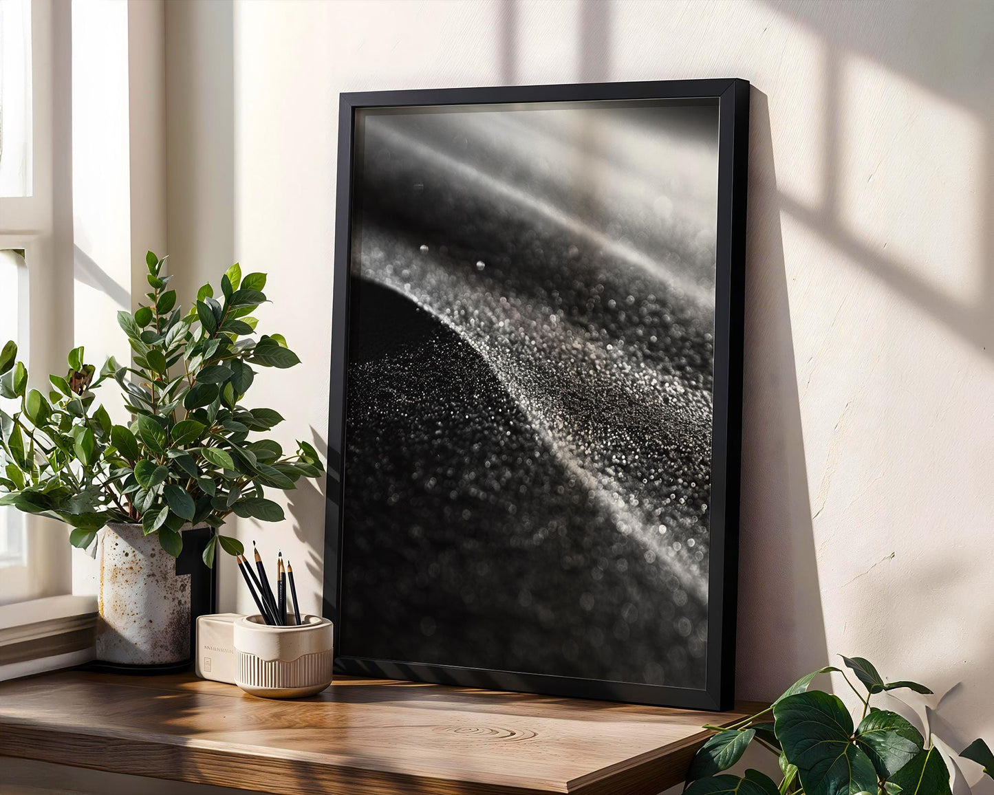 Minimal Wall Art Minimalist Sand Texture Art Print | Black and White Photography wall art print, minimalist black and white poster, modern Scandinavian wall decor, Monohaus