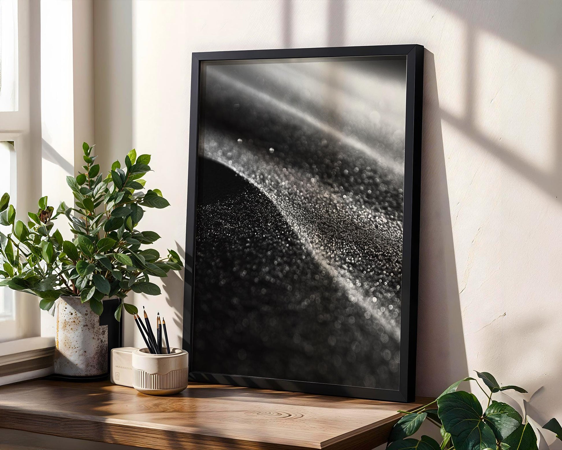 Minimal Wall Art Minimalist Sand Texture Art Print | Black and White Photography wall art print, minimalist black and white poster, modern Scandinavian wall decor, Monohaus