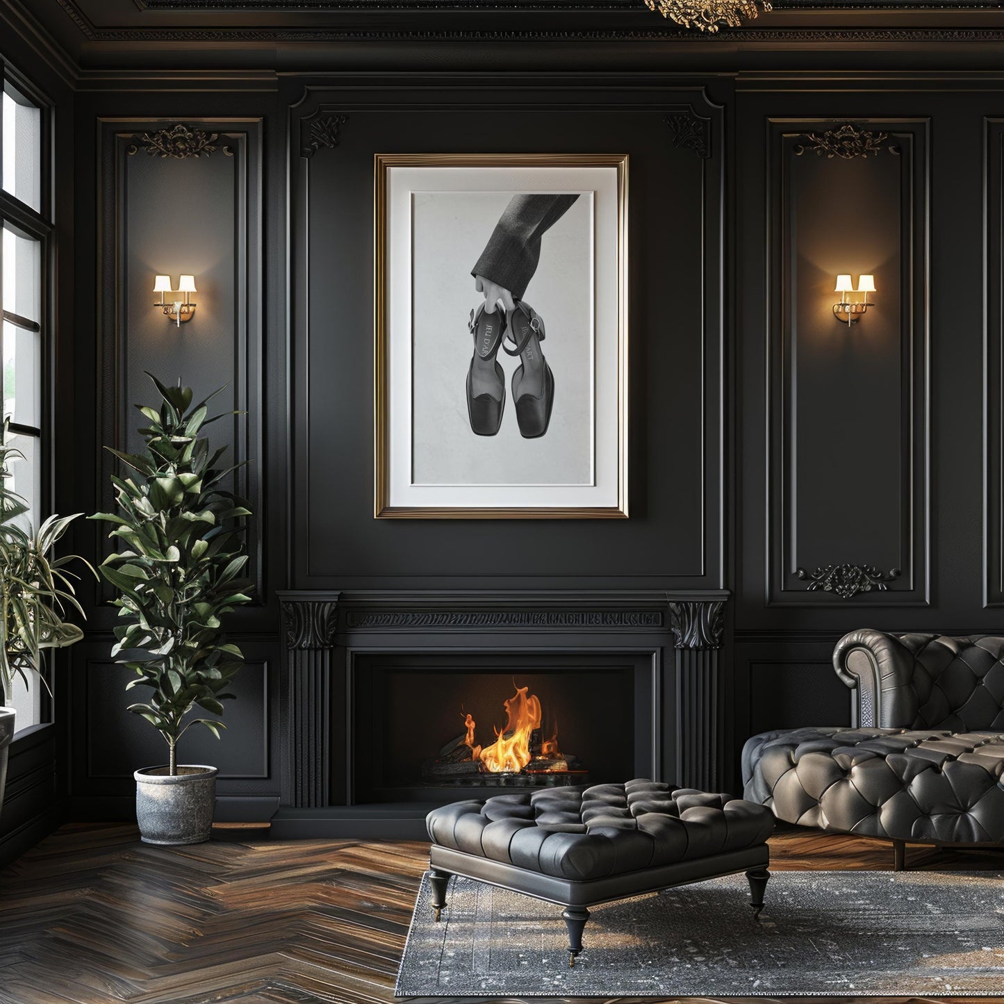 Designer Wall Art | Black and White Shoe Print | Minimalist Fashion Photography wall art print, minimalist black and white poster, modern Scandinavian wall decor, Monohaus