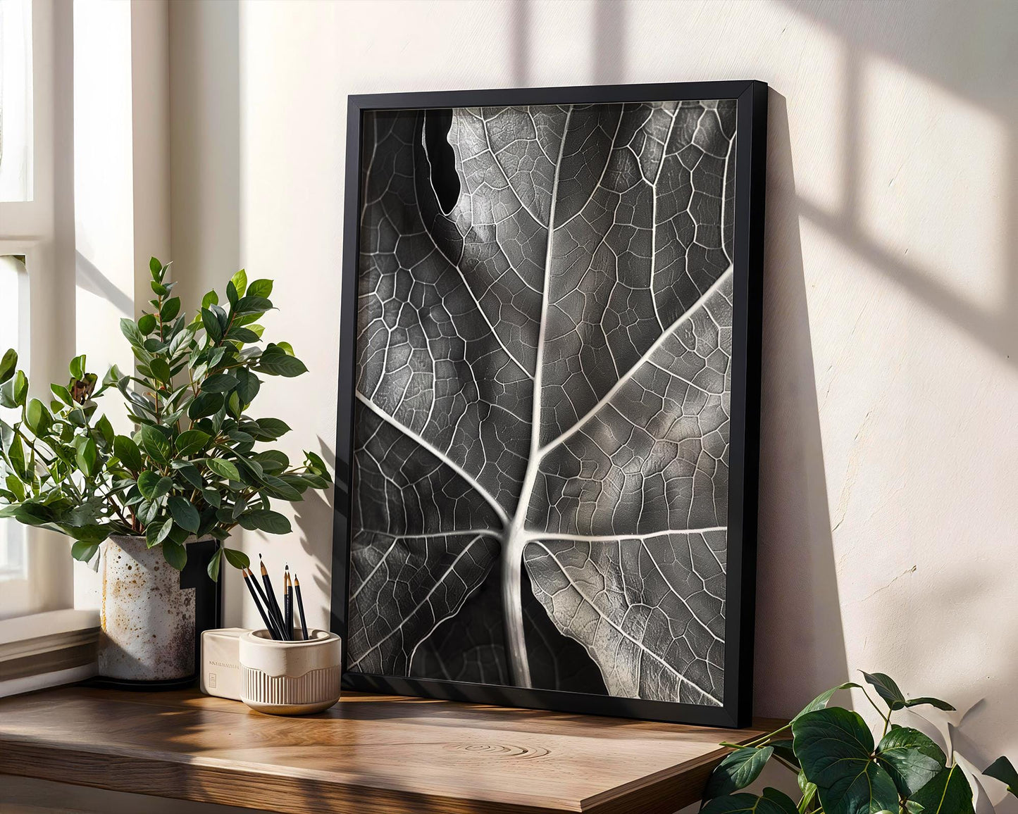 Botanical Photo | Black and White Leaf Vein Print | Abstract  Photography abstract wall art print, geometric minimalist poster, modern Scandinavian decor, Monohaus