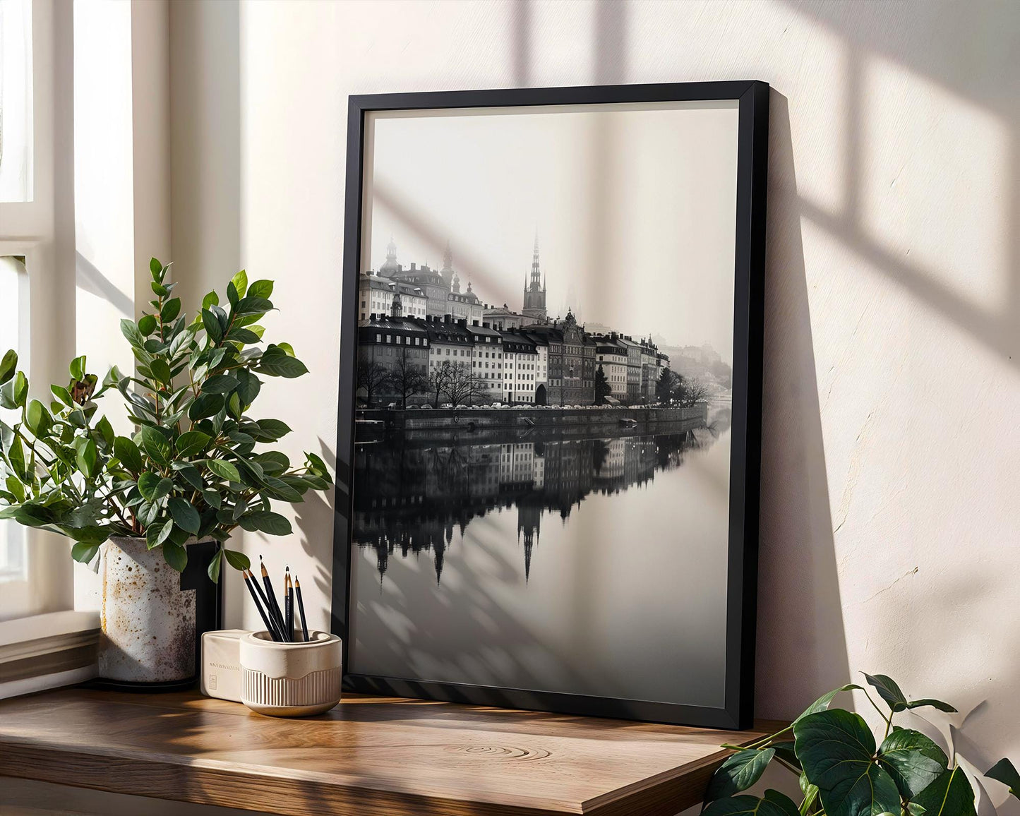 World Landmark | Stockholm Old Town Print | Black and White Sweden Photography wall art print, minimalist black and white poster, modern Scandinavian wall decor, Monohaus
